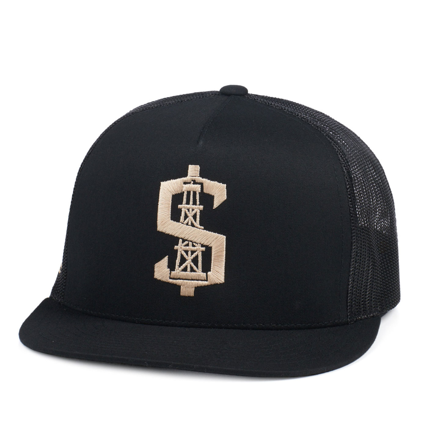 Outdoor Crew Black Dollar Sign Oil Derrick Mesh Cap - Image 1