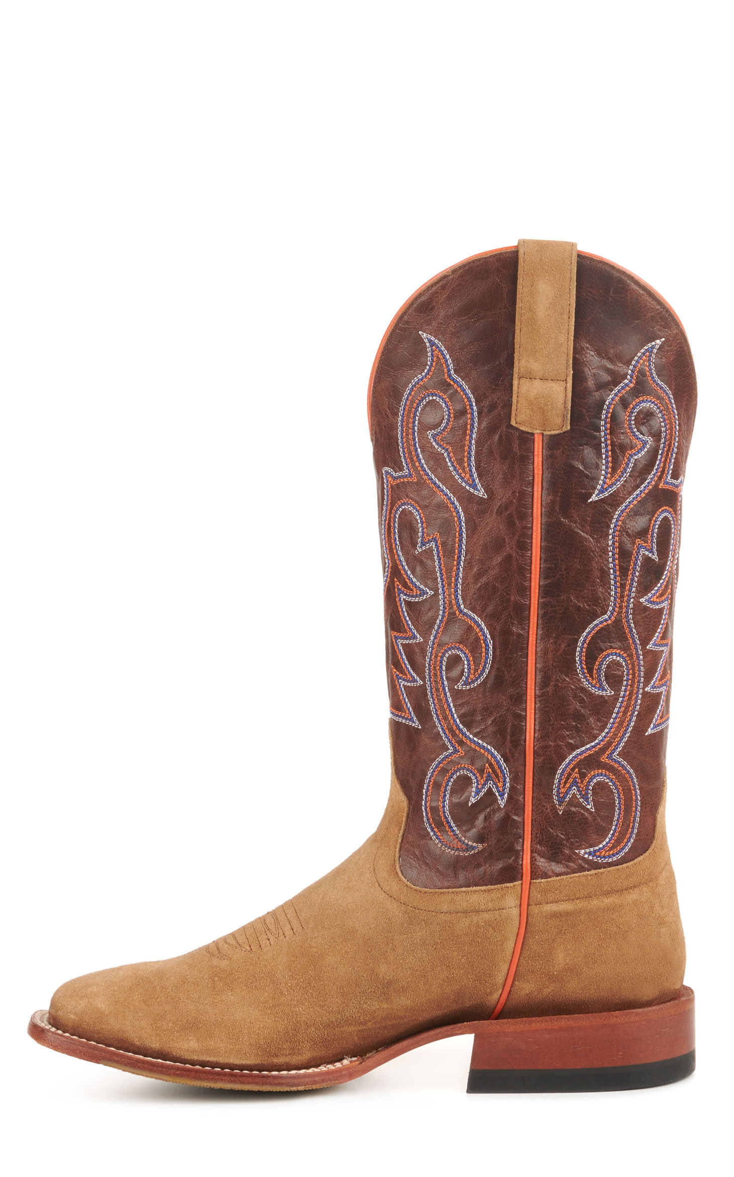 Anderson Bean Men's Horse Power Camel Roughout and Chocolate Wide Square Toe Cowboy Boots - Image 1