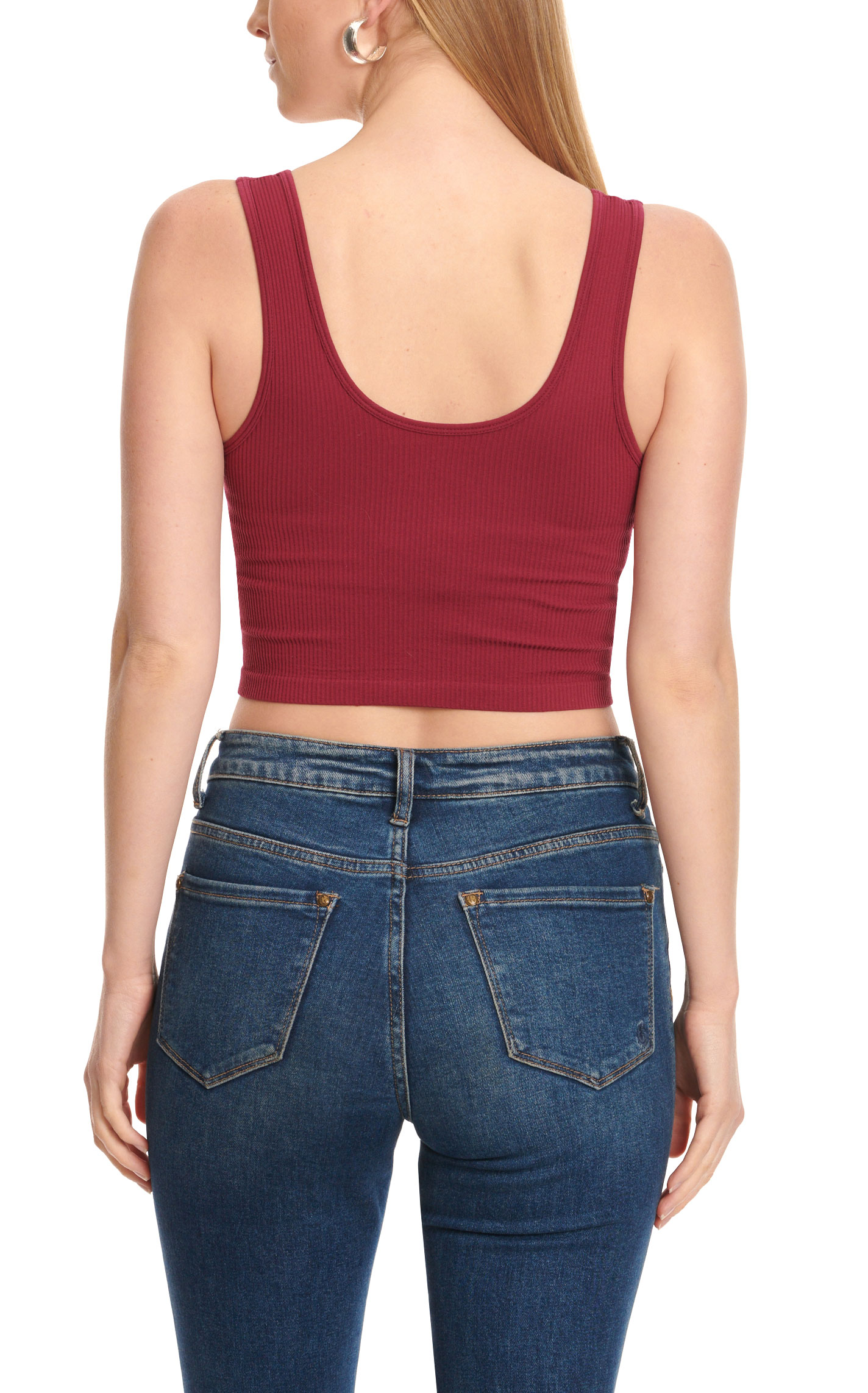 Suzette Collection Women's Brami Rich Raspberry Ribbed V-Neck Cropped Cami-Tank - Image 1
