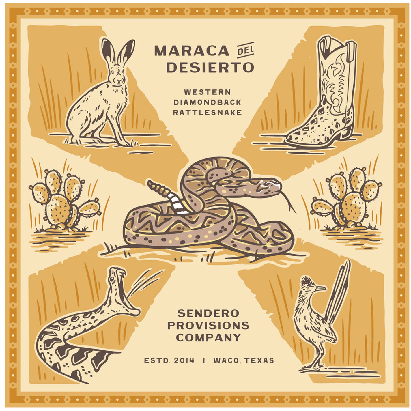 Sendero Provisions Co. Mustard Rattlesnake Print Bandana - Image 1