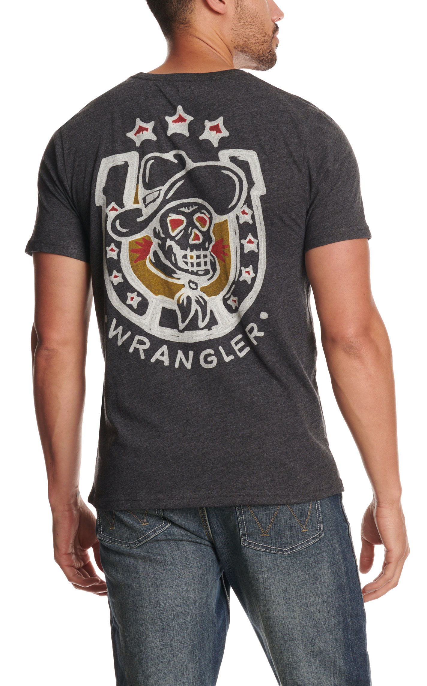 Wrangler Men's Charcoal Skull Graphic T-Shirt - Image 1