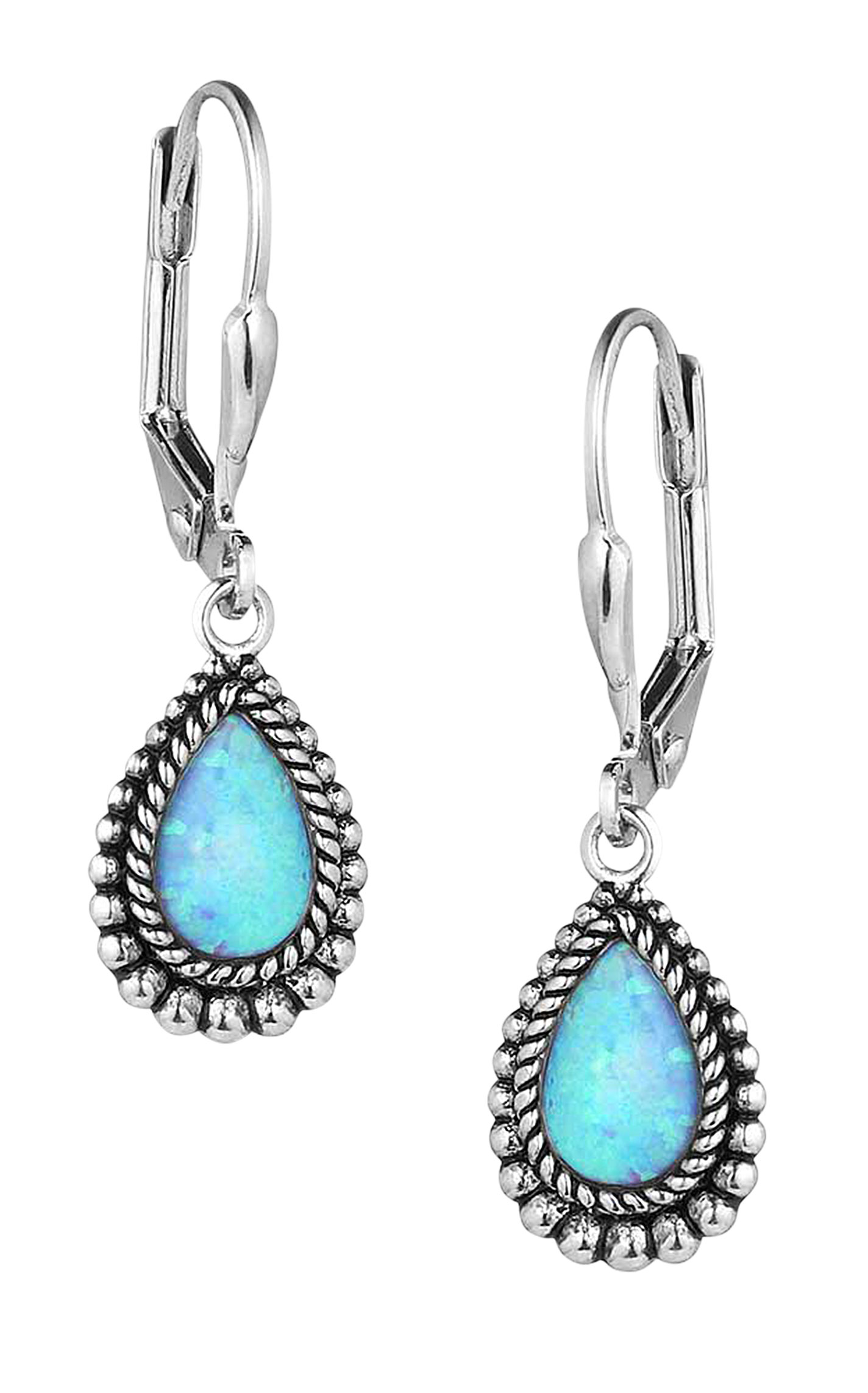 Montana Silversmiths Silver & Iridescent Glimmering Pool Stone Teardrop Earrings - Image 1