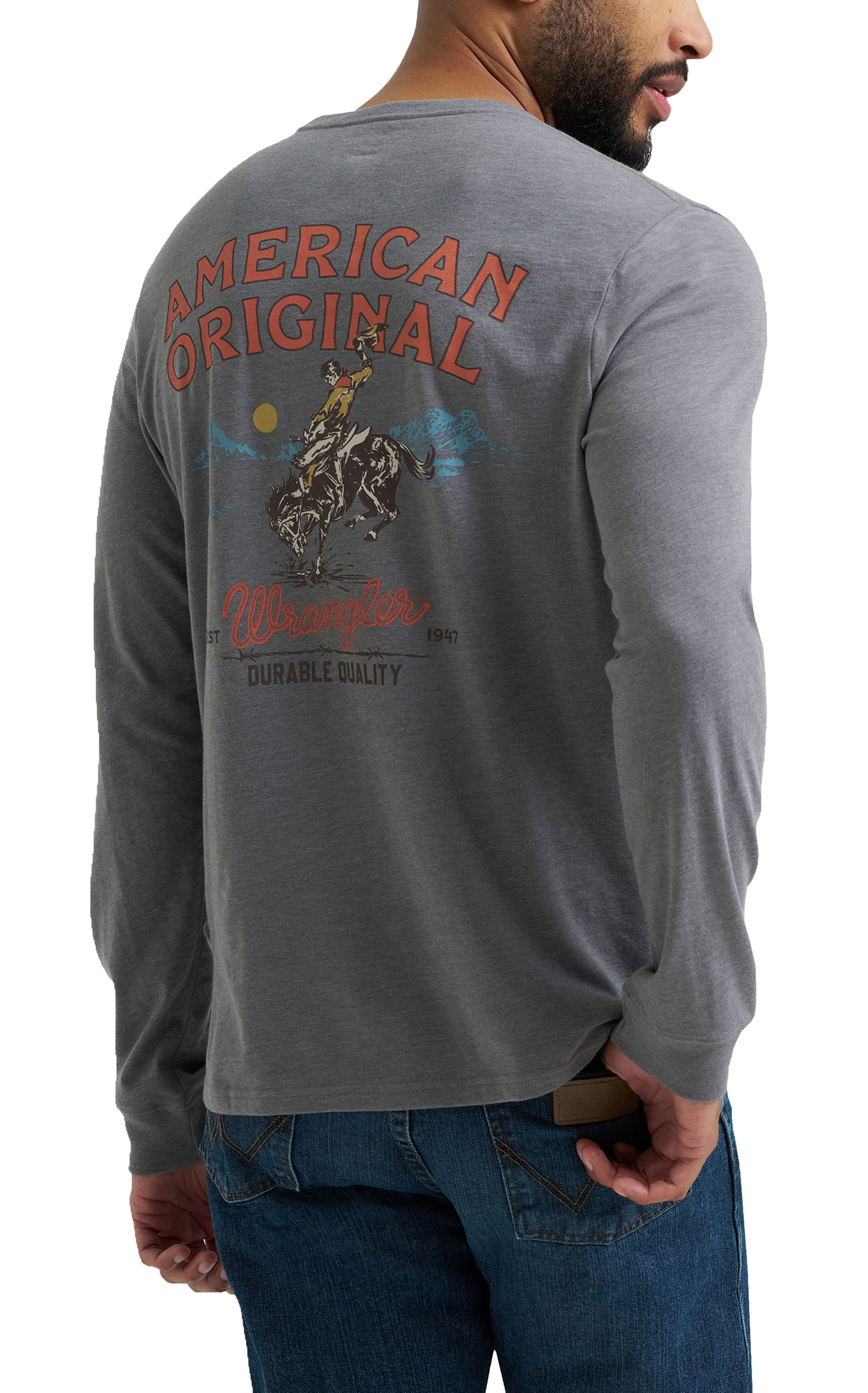 Wrangler Men's Gray American Original Graphic T-Shirt - Image 1