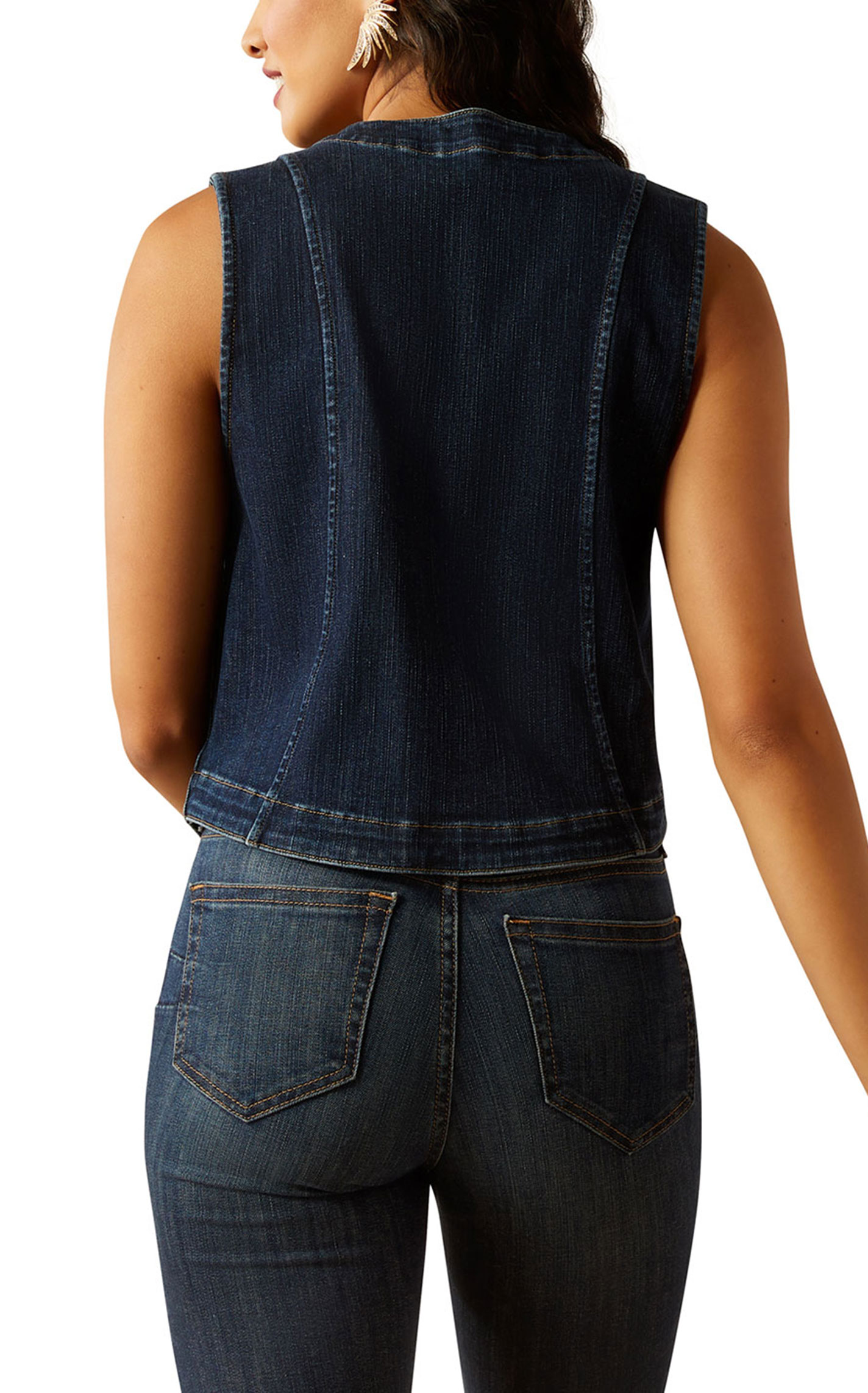 Ariat Women's Dark Wash Denim Tailored Vest - Image 1
