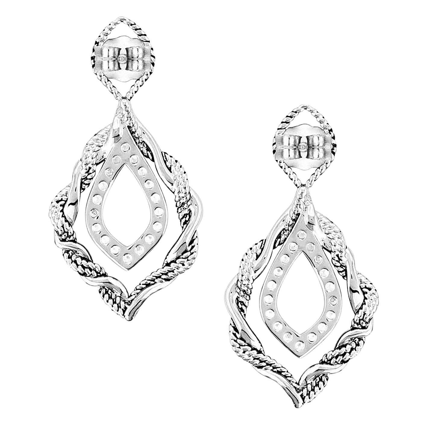 Montana Silversmiths Silver Twisted In Time Turquoise & Cubic Zirconia Teardrop Earrings - Image 1