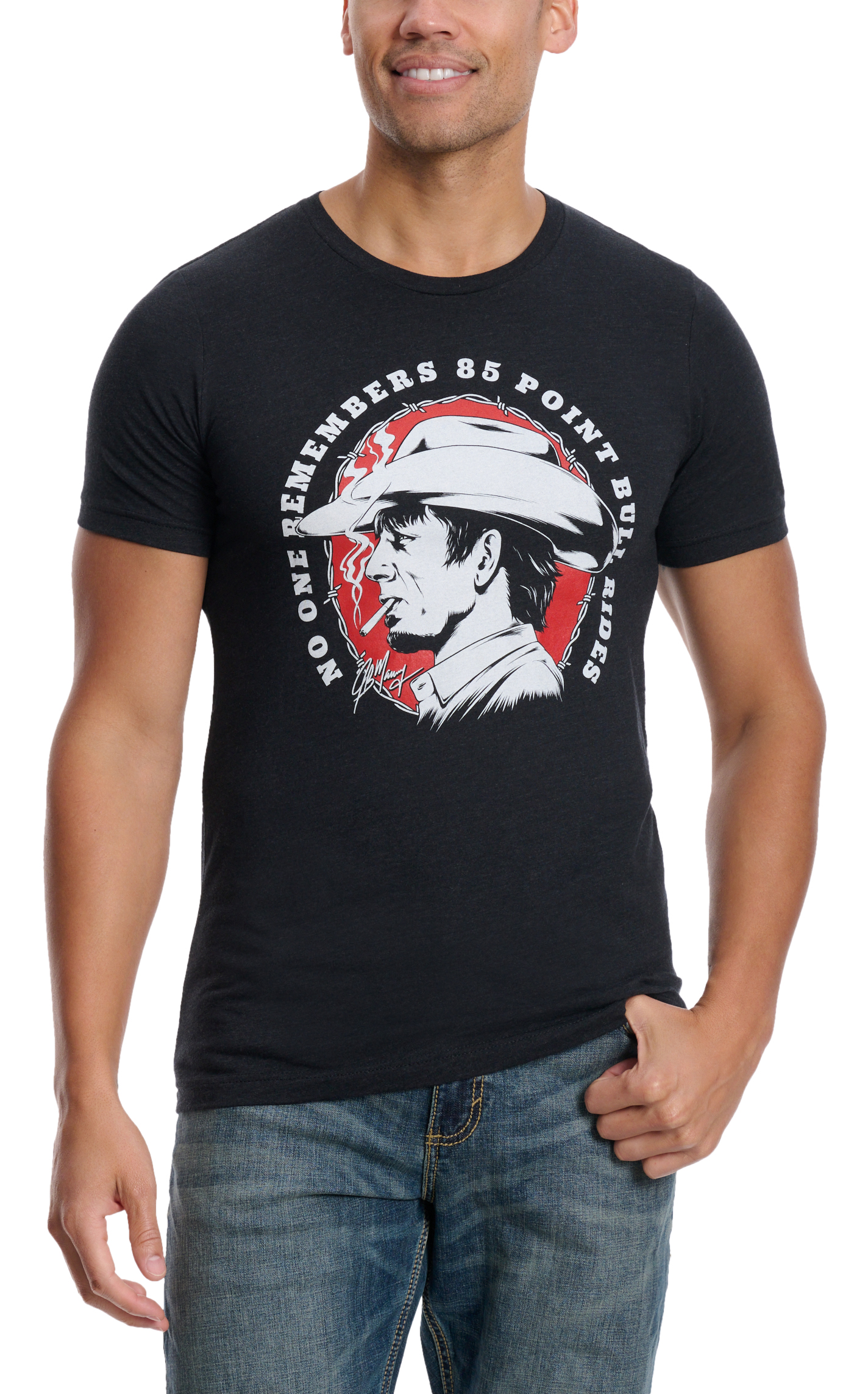 Rodeo Time Dale Brisby Men's Black No One Remembers Logo T-Shirt - Image 1