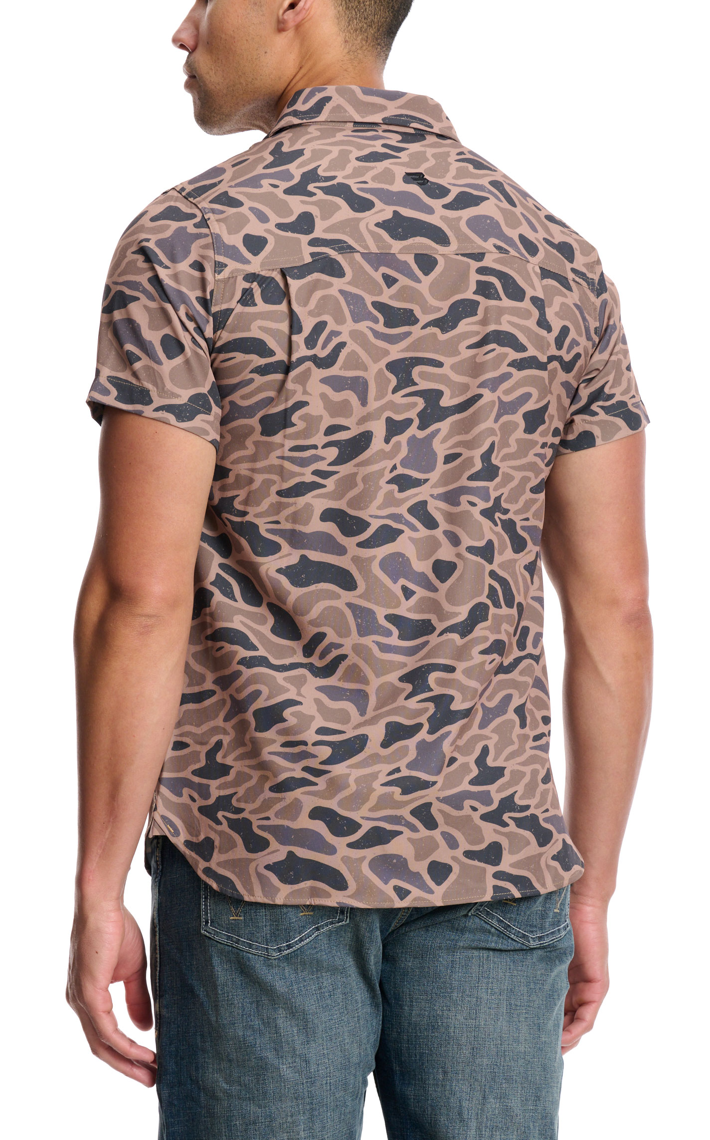BURLEBO Men's Coffee Camo Performance Outdoor Shirt - Image 14389