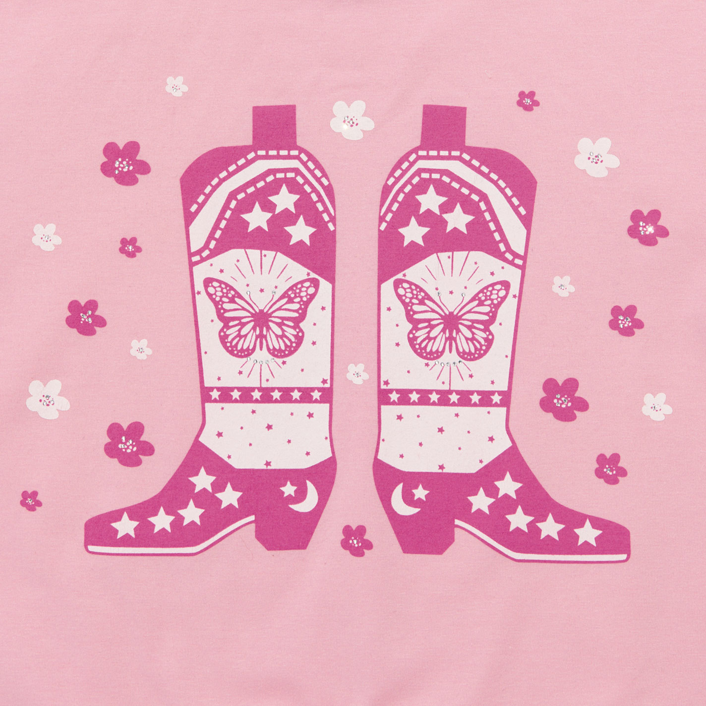 Rockin’ C Girls’ Pink Boot Short Sleeve Tie Top - Image 1