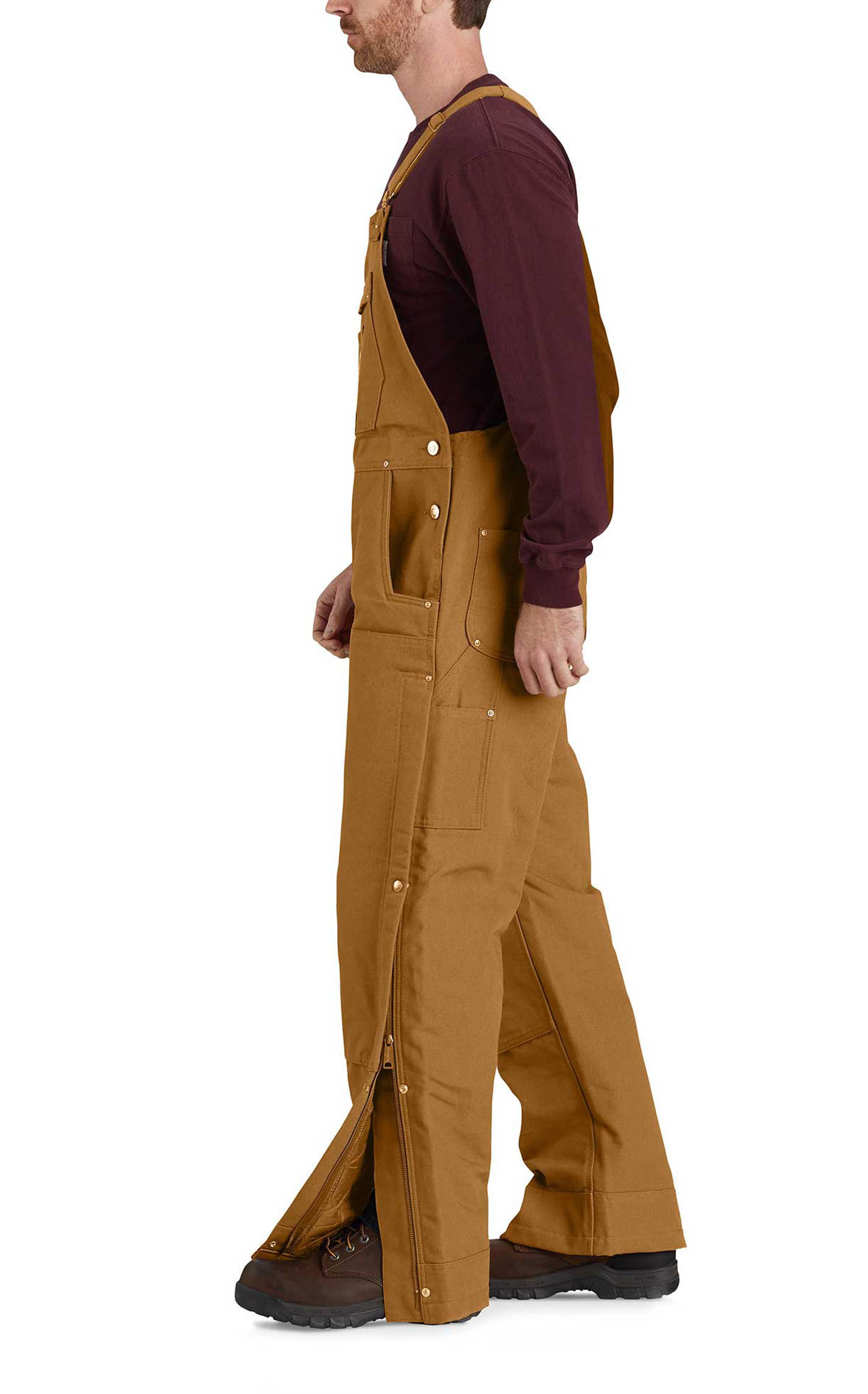 Carhartt Men's Brown Loose Fit Insulated Bib Overalls - Image 1