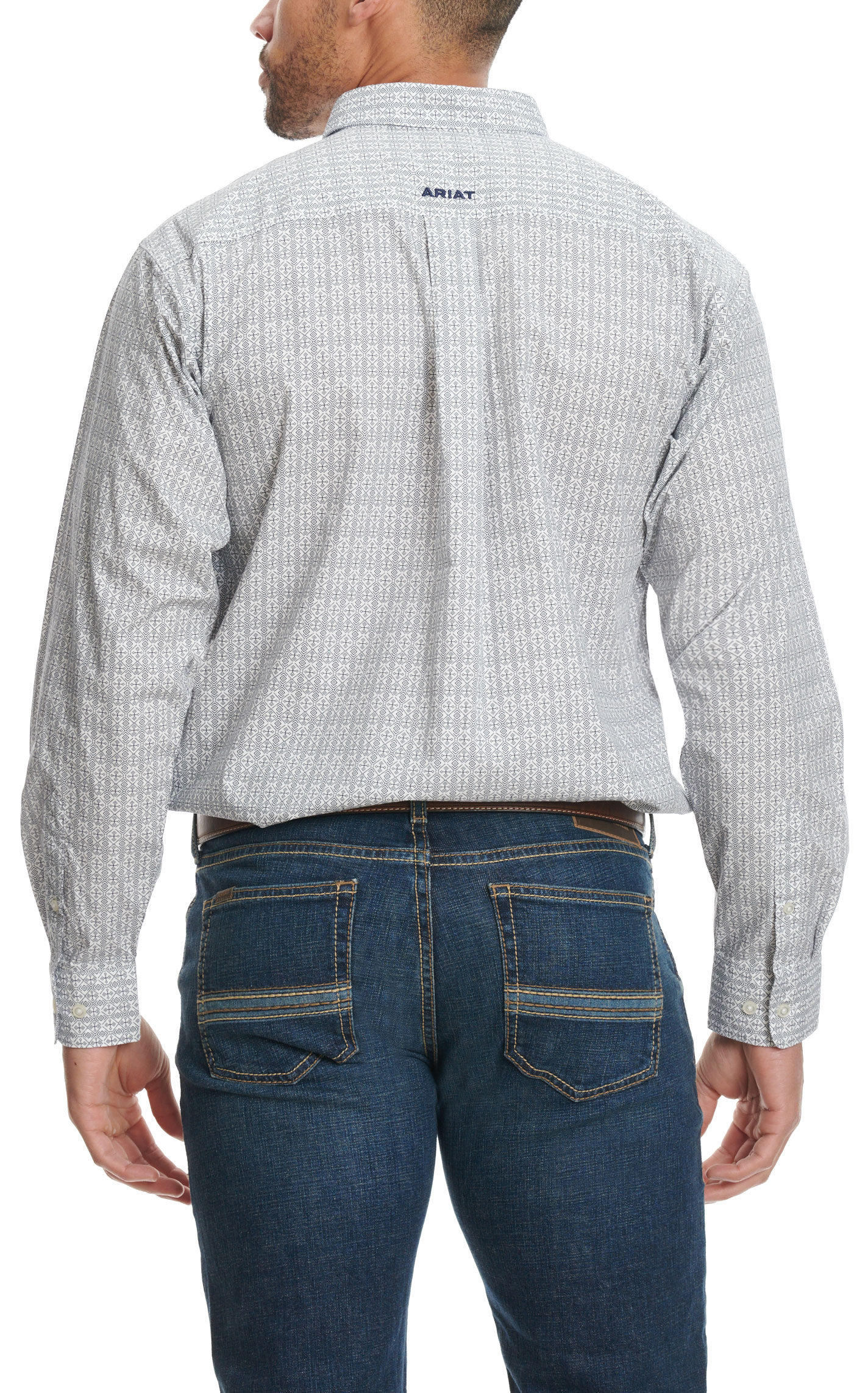 Ariat Men's Reign White & Black Geo Print Western Shirt - Image 1