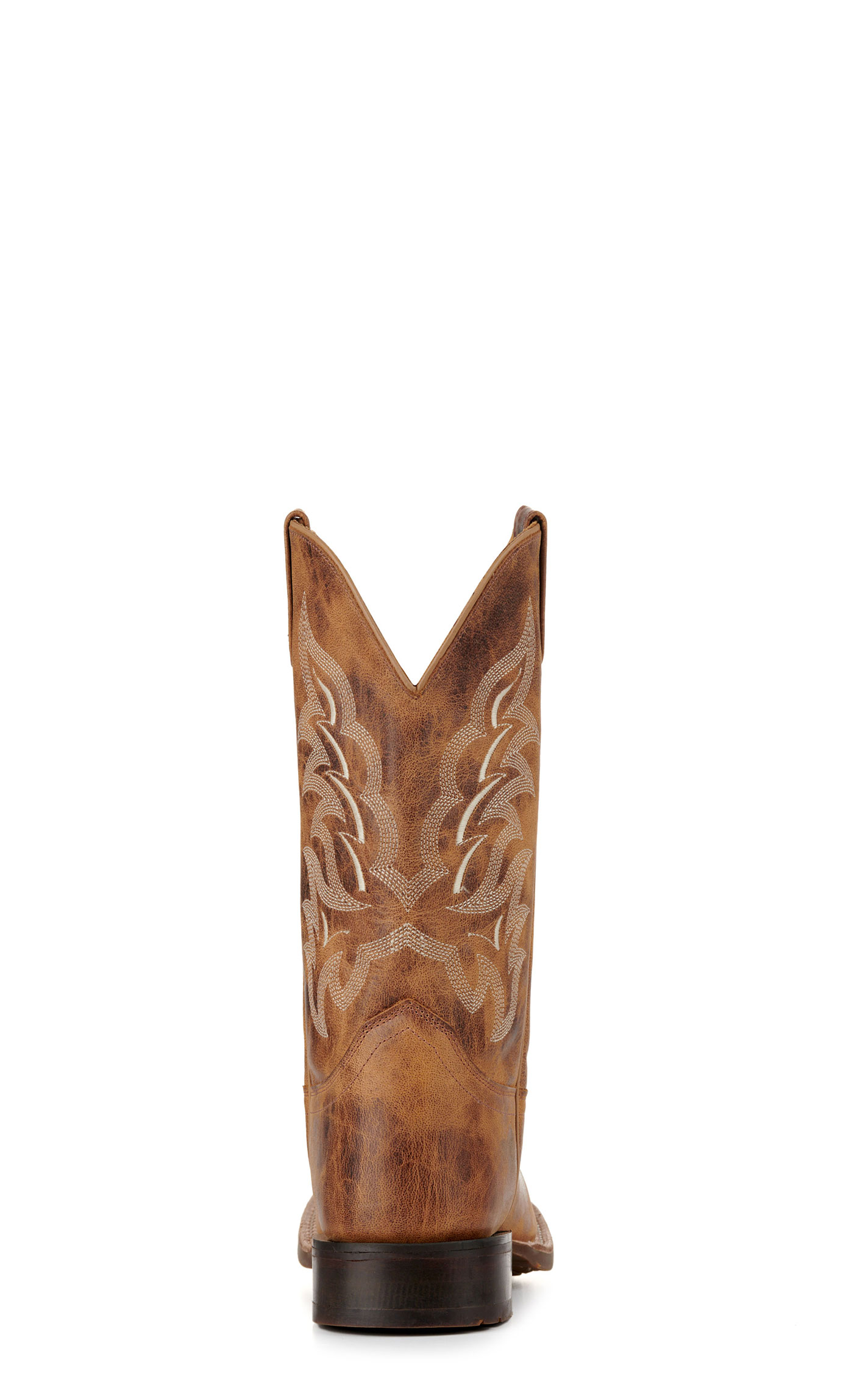 Old West Men's Burnt Tan Wide Square Toe Cowboy Boots - Image 1