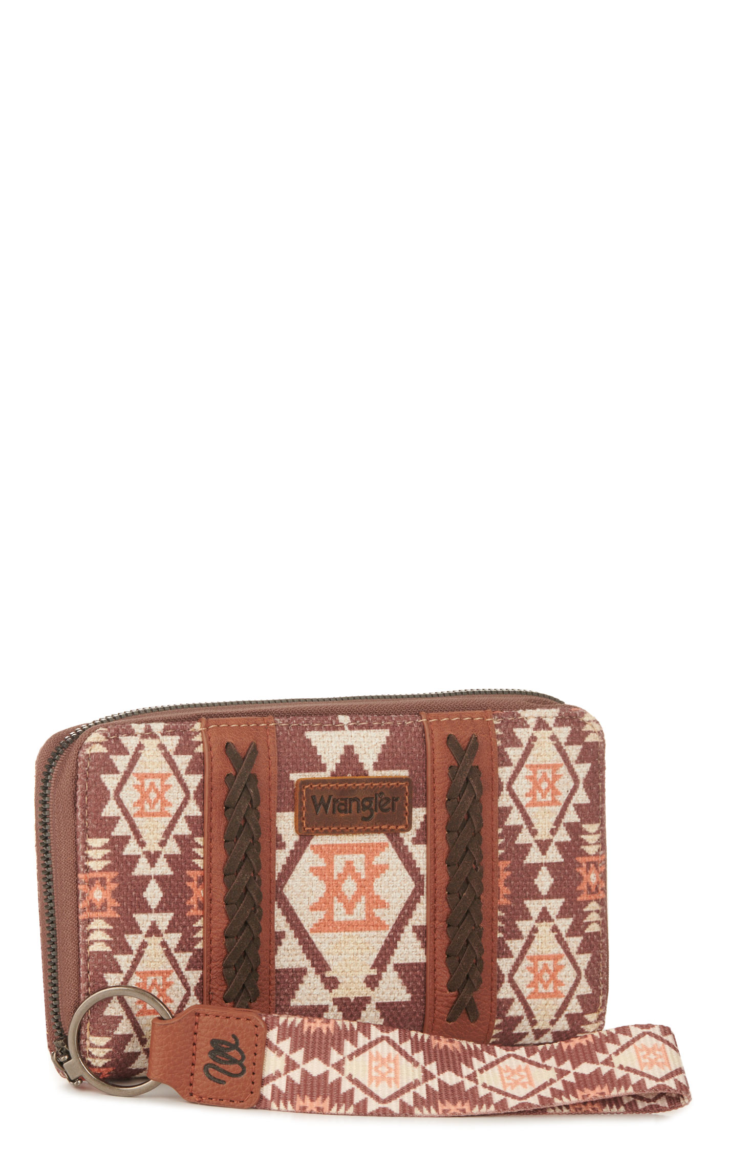Wrangler Chocolate & Tangerine Aztec Long Wristlet Wallet - Image 1