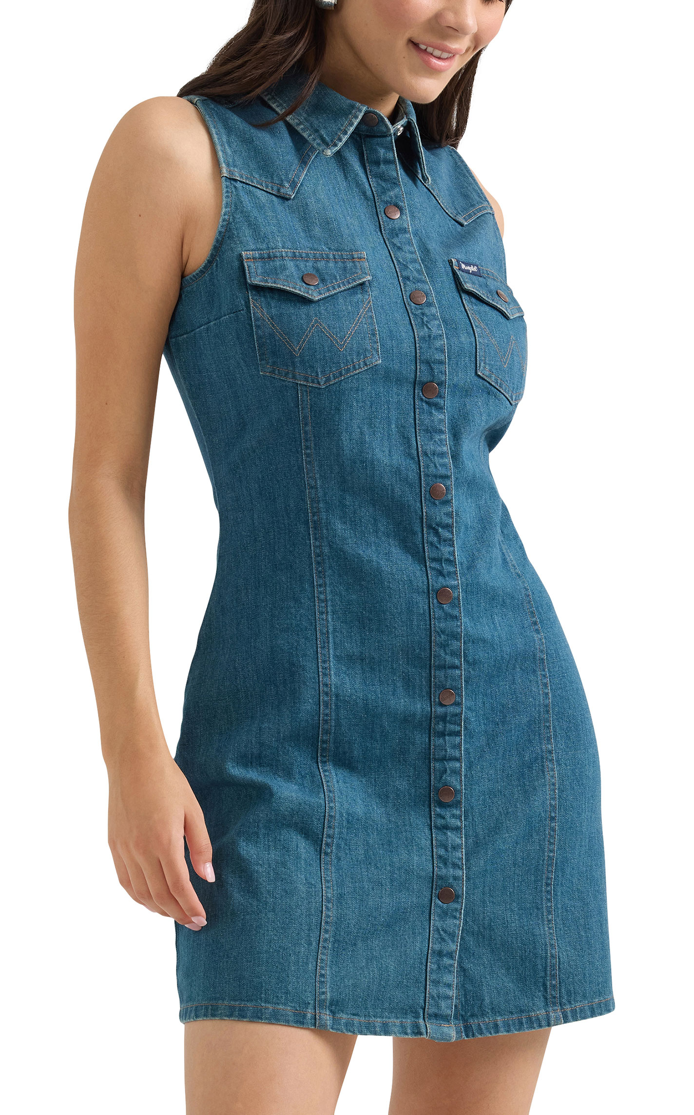Wrangler Retro Women's Medium Wash Sleeveless Shirt Dress - Image 1