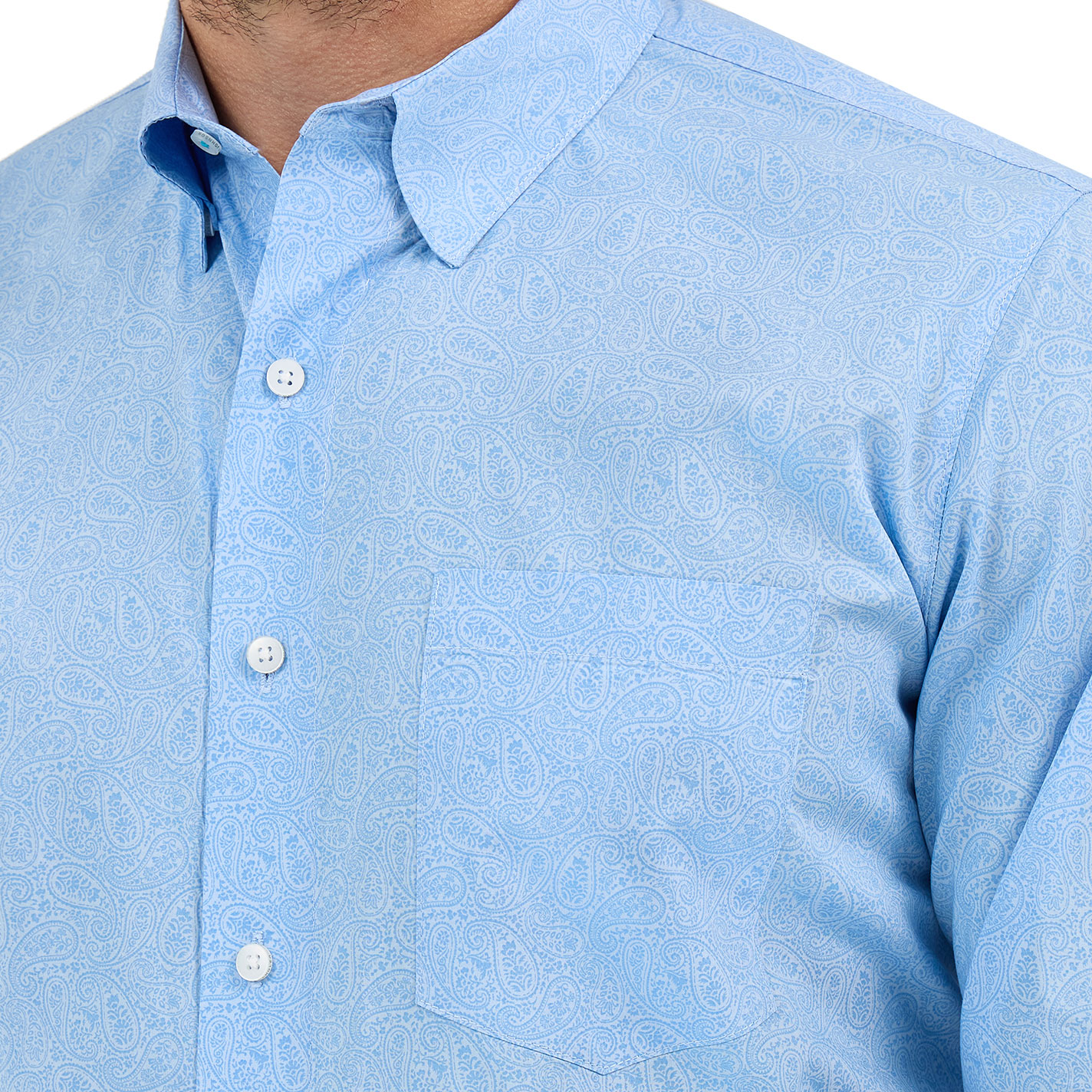 Cody Johnson Men's Light Blue Paisley Print Western Shirt - Image 1