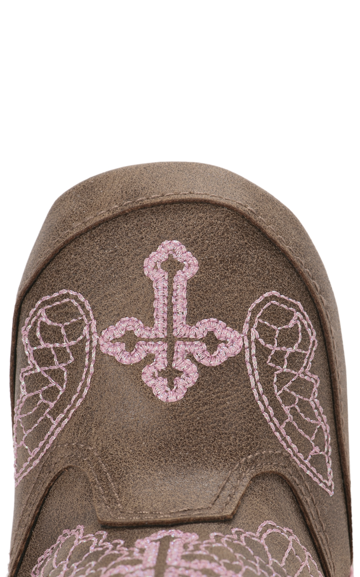 Blazin Roxx Infant Gracie Baby Bucker Tan with Pink Cross Embroidery Cowboy Boots - Image 1