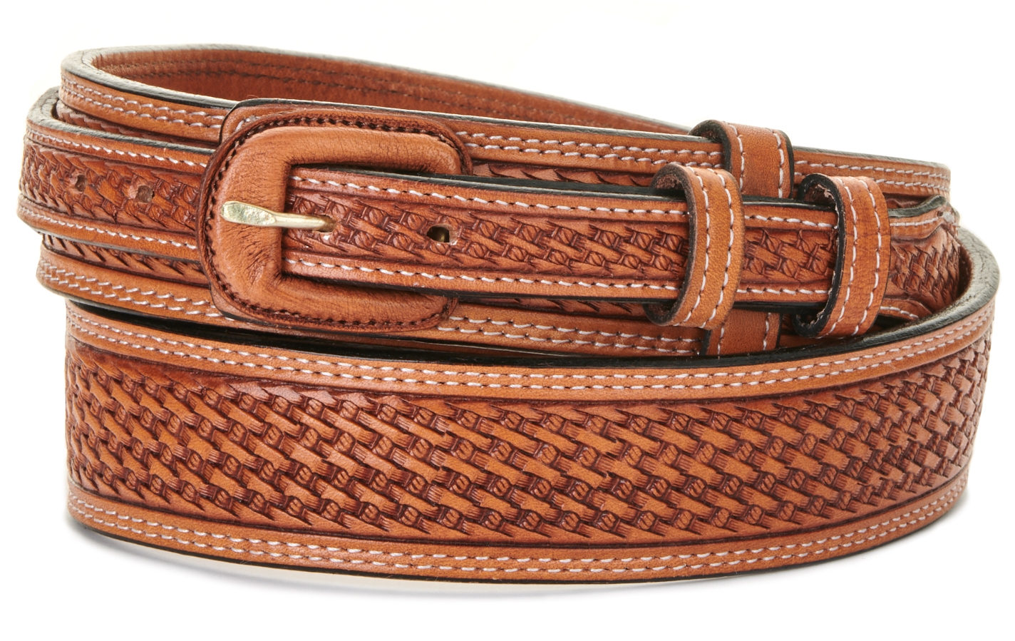 Vogt Men's Russet Brown Basket Weave Ranger Western Belt - Image 1