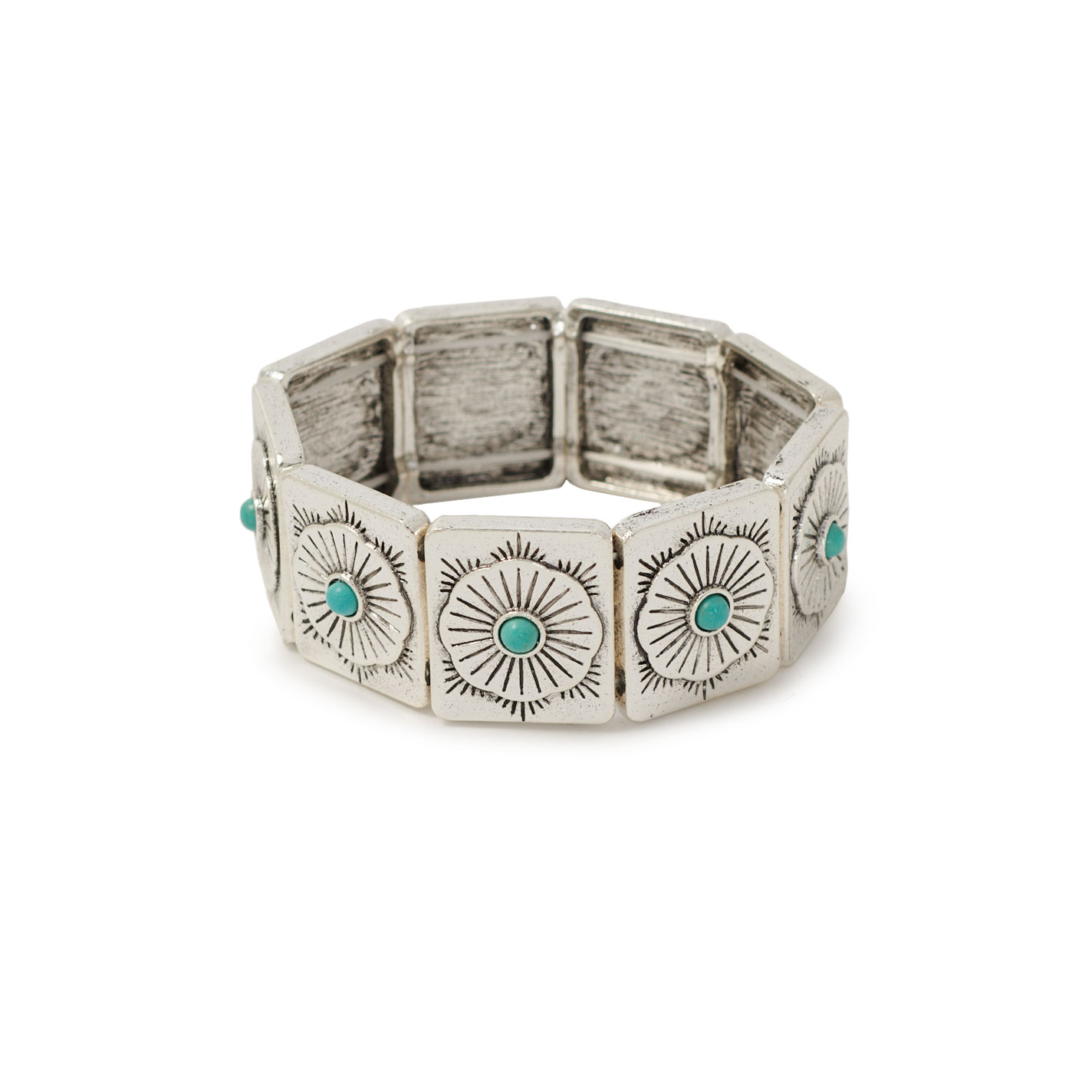 Southern Grace Silver & Turquoise Concho Bracelet - Image 1
