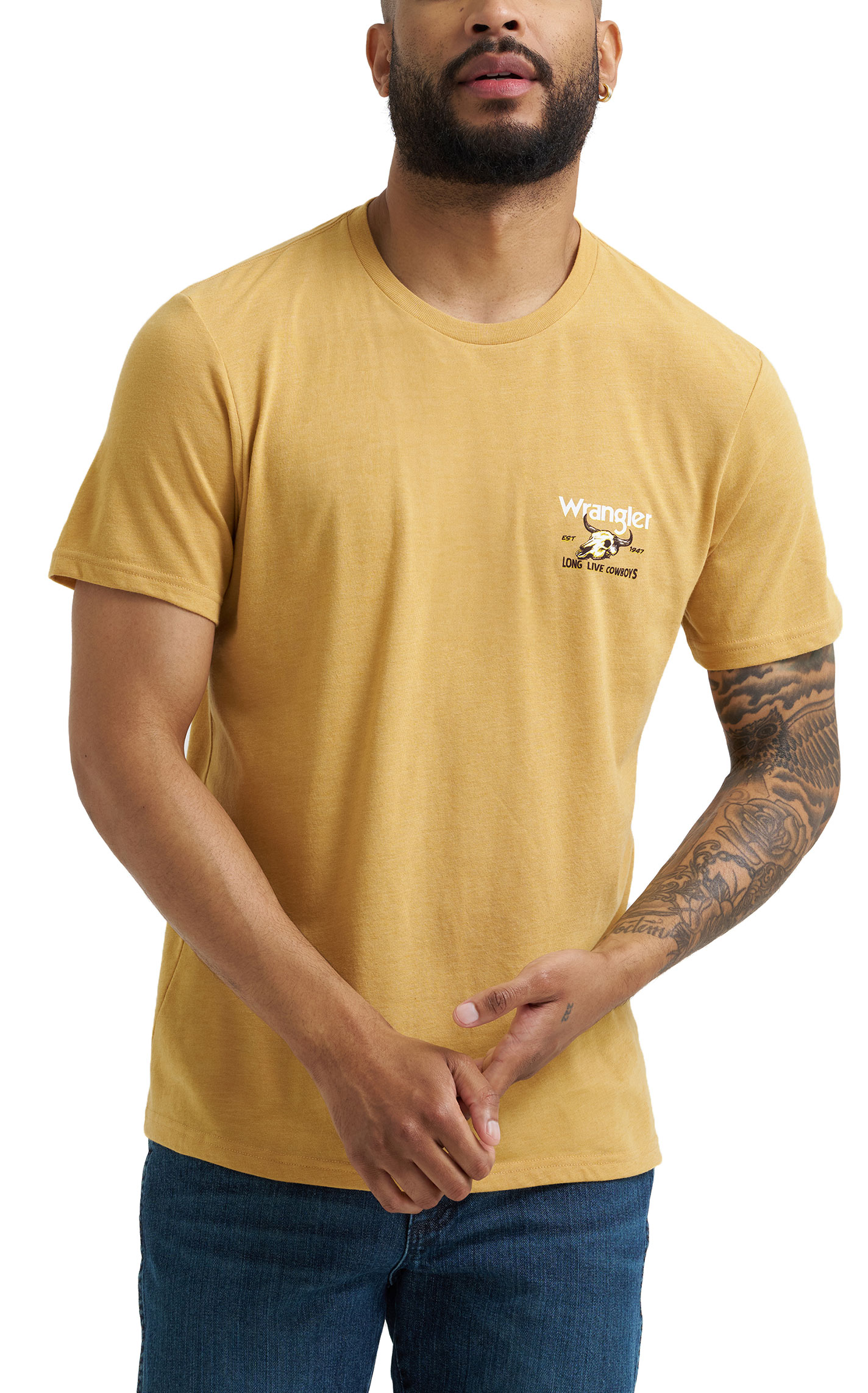 Wrangler Men's Yellow Long Live Cowboys Graphic T-Shirt - Image 1
