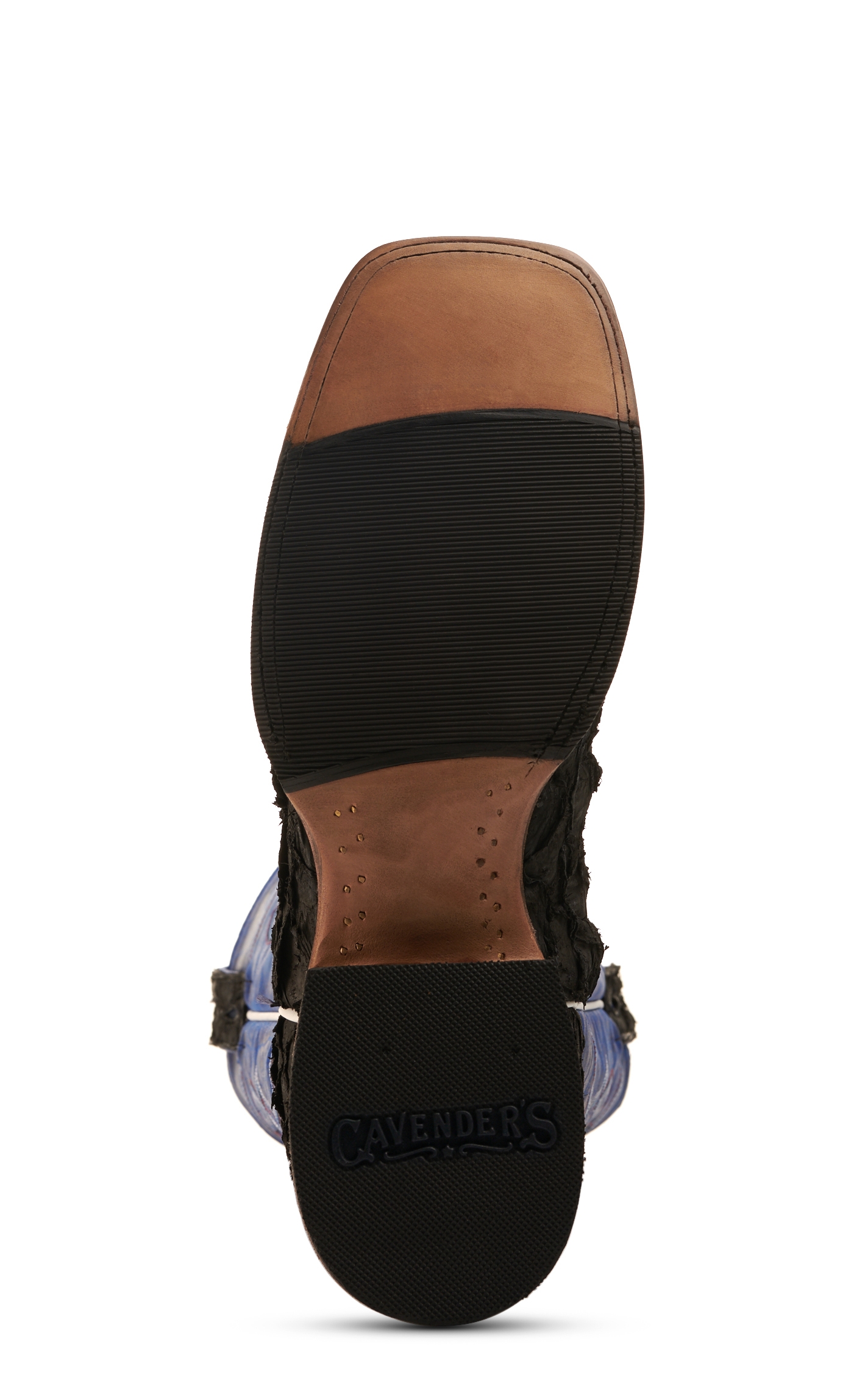 Cavender's Men's Black Nubuck Pirarucu with Blue Cowhide Wide Square Toe Exotic Cowboy Boot - Image 1