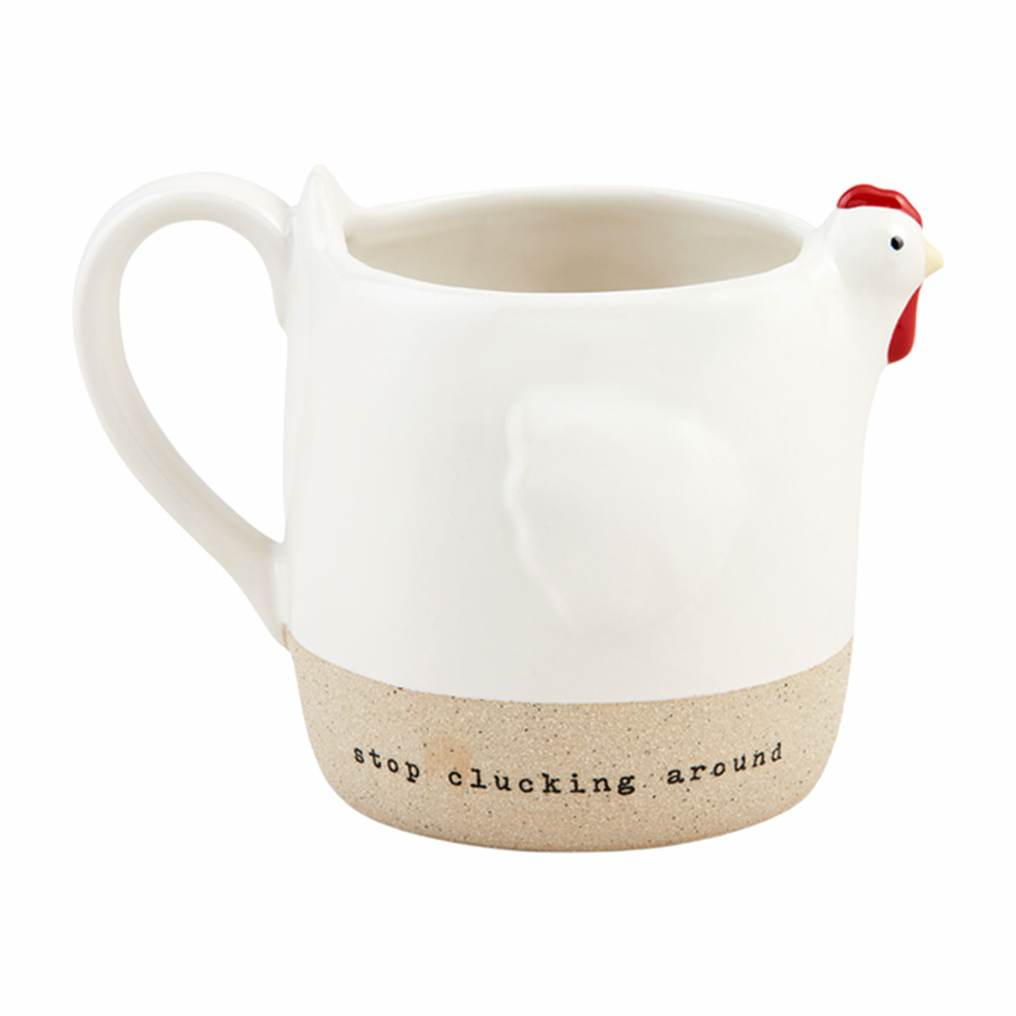 Mud Pie White Chicken Stop Clucking Around Mug - Image 1