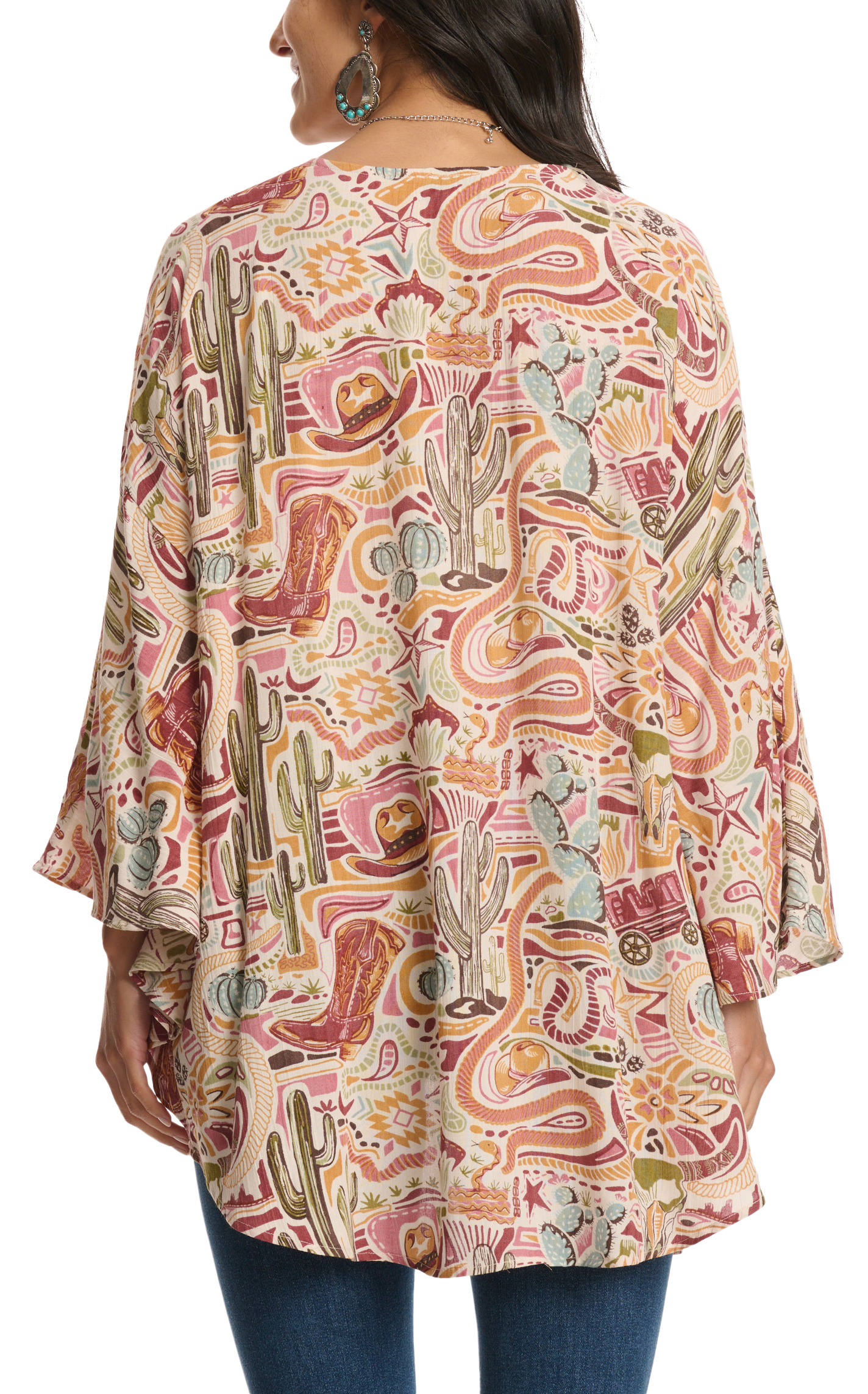 Rockin C Women's Colorful Western Print Kimono - Image 1