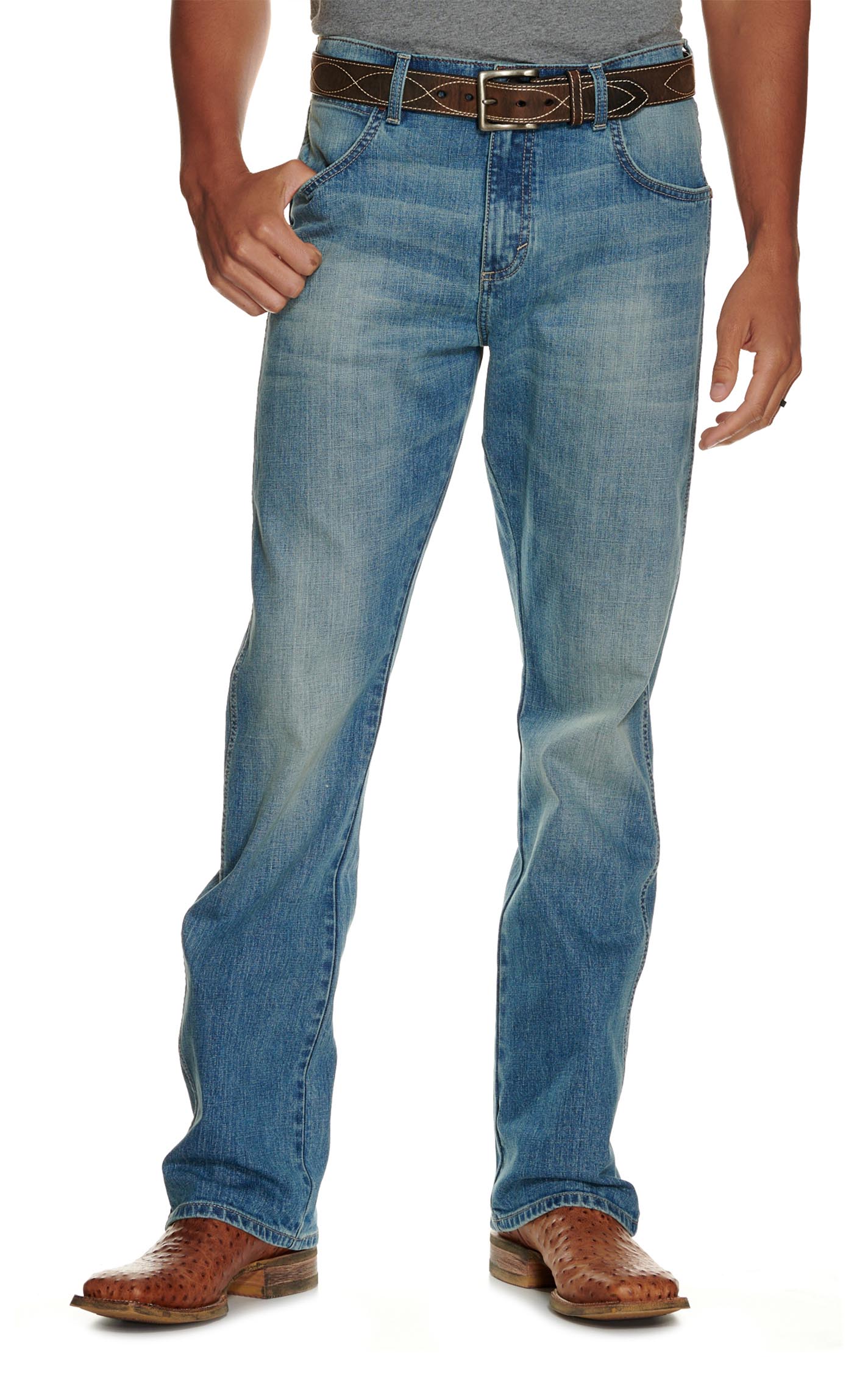 Wrangler Retro Men's Light Wash Relaxed Fit Boot Cut Jeans - Cavender's Exclusive - Image 1