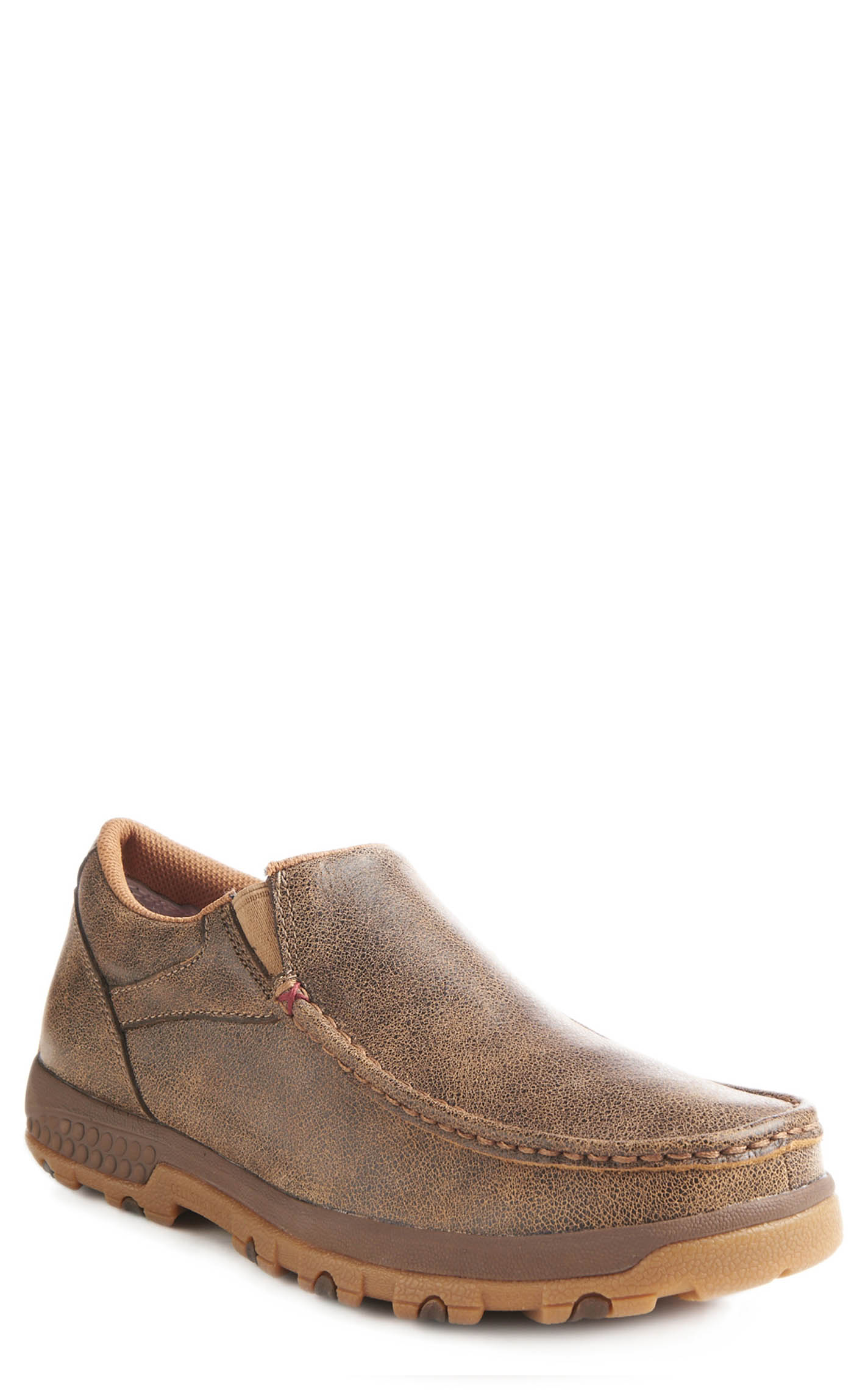Twisted X Men's Bomber Brown CellStretch Slip-On Driving Moc Casual Shoes - Image 1
