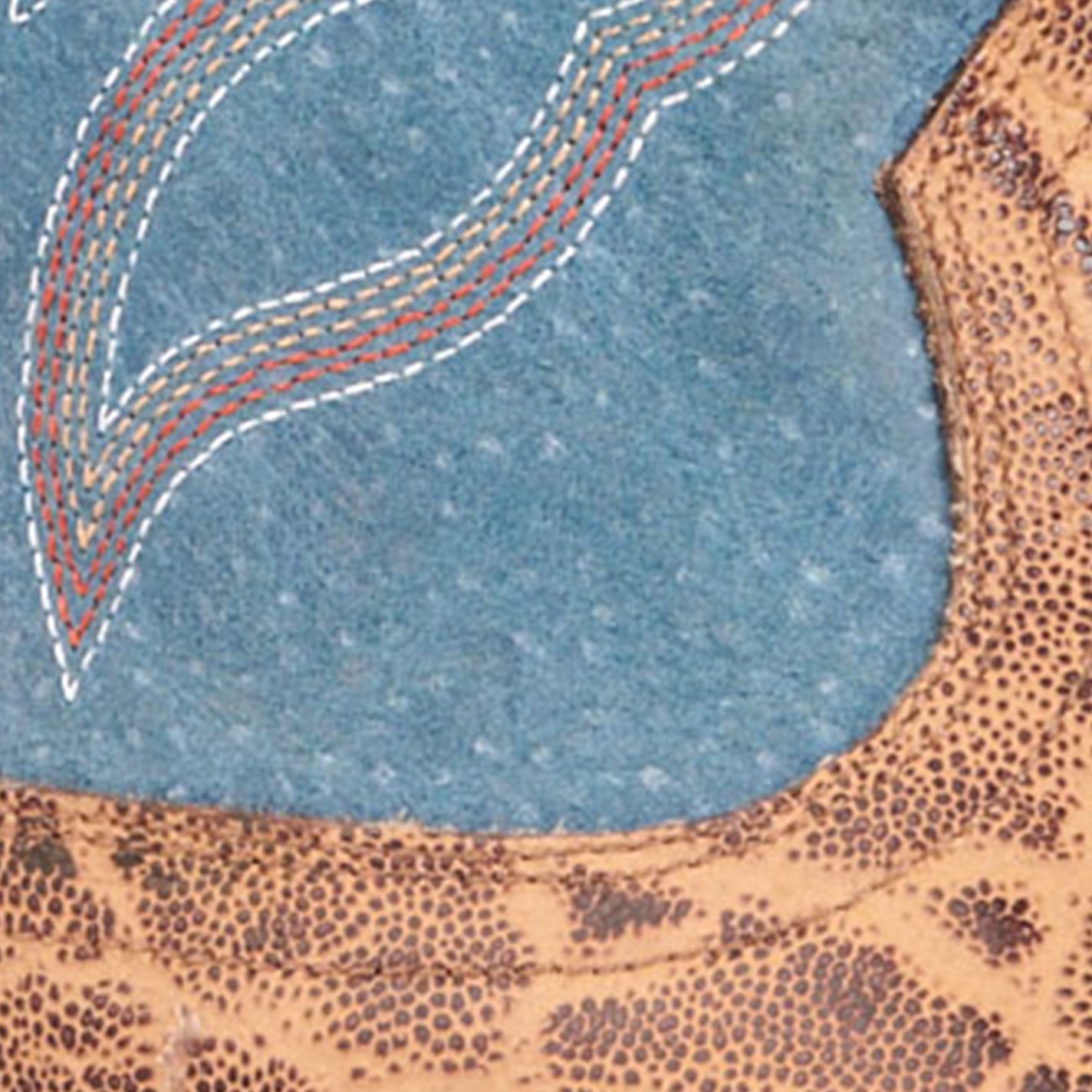 Cavender's Men's Intrepid Tan Elephant Print and Blue Wide Square Toe Cowboy Boots - Image 1