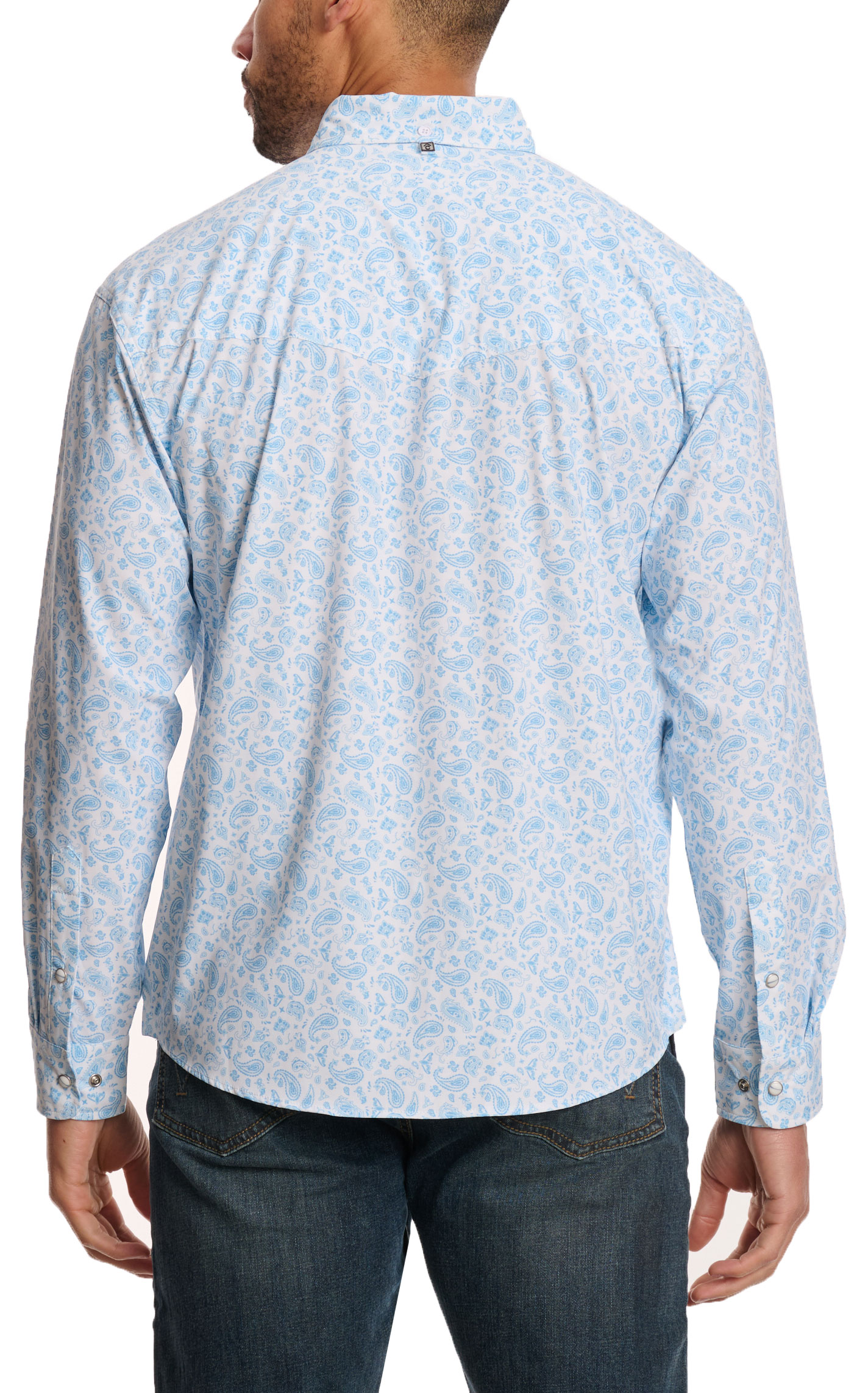 Rafter C Outdoors Men's Sky Blue Paisley Fishing Shirt - Image 1