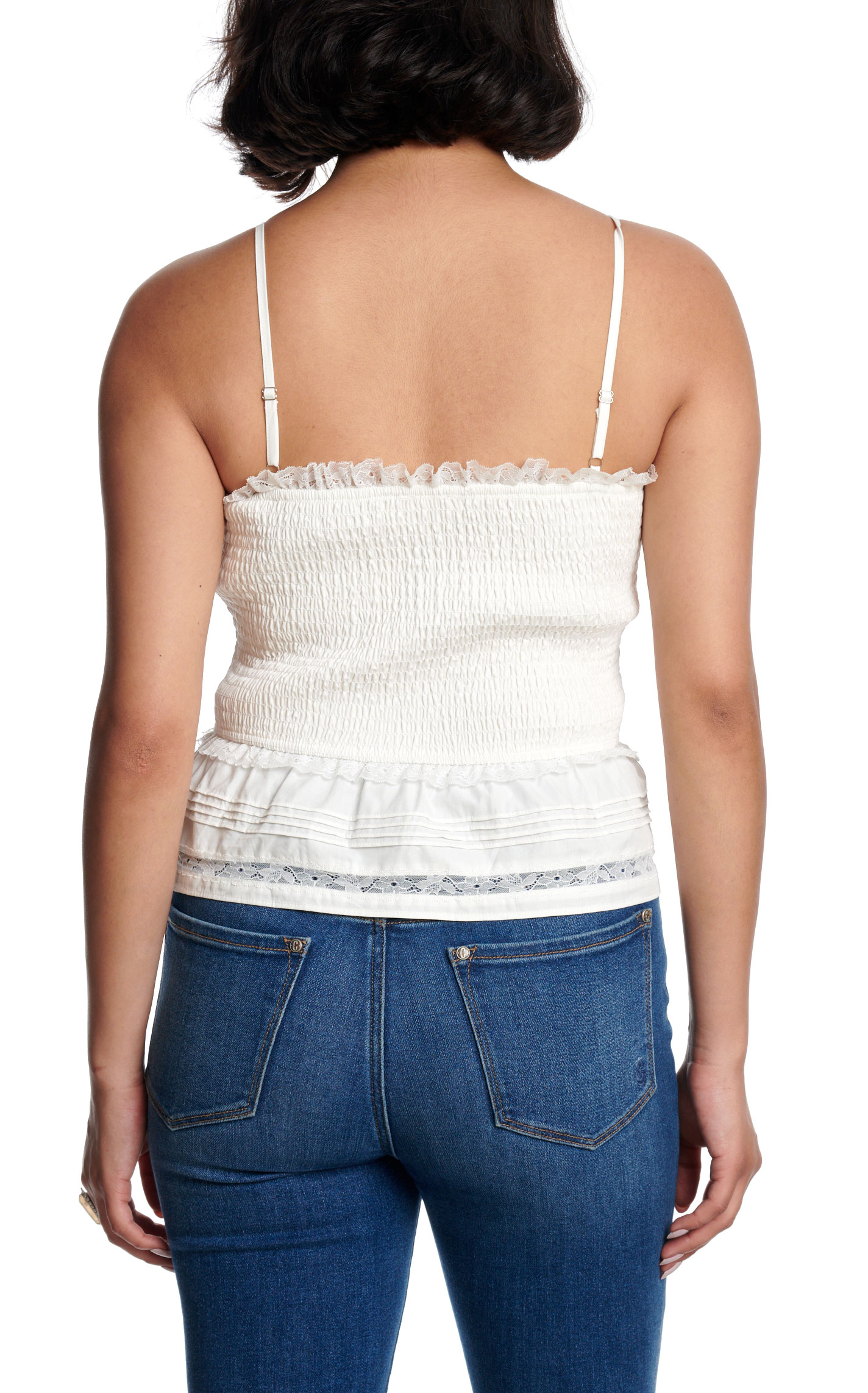 TCEC Women's White Sleeveless Smocked Top - Image 1