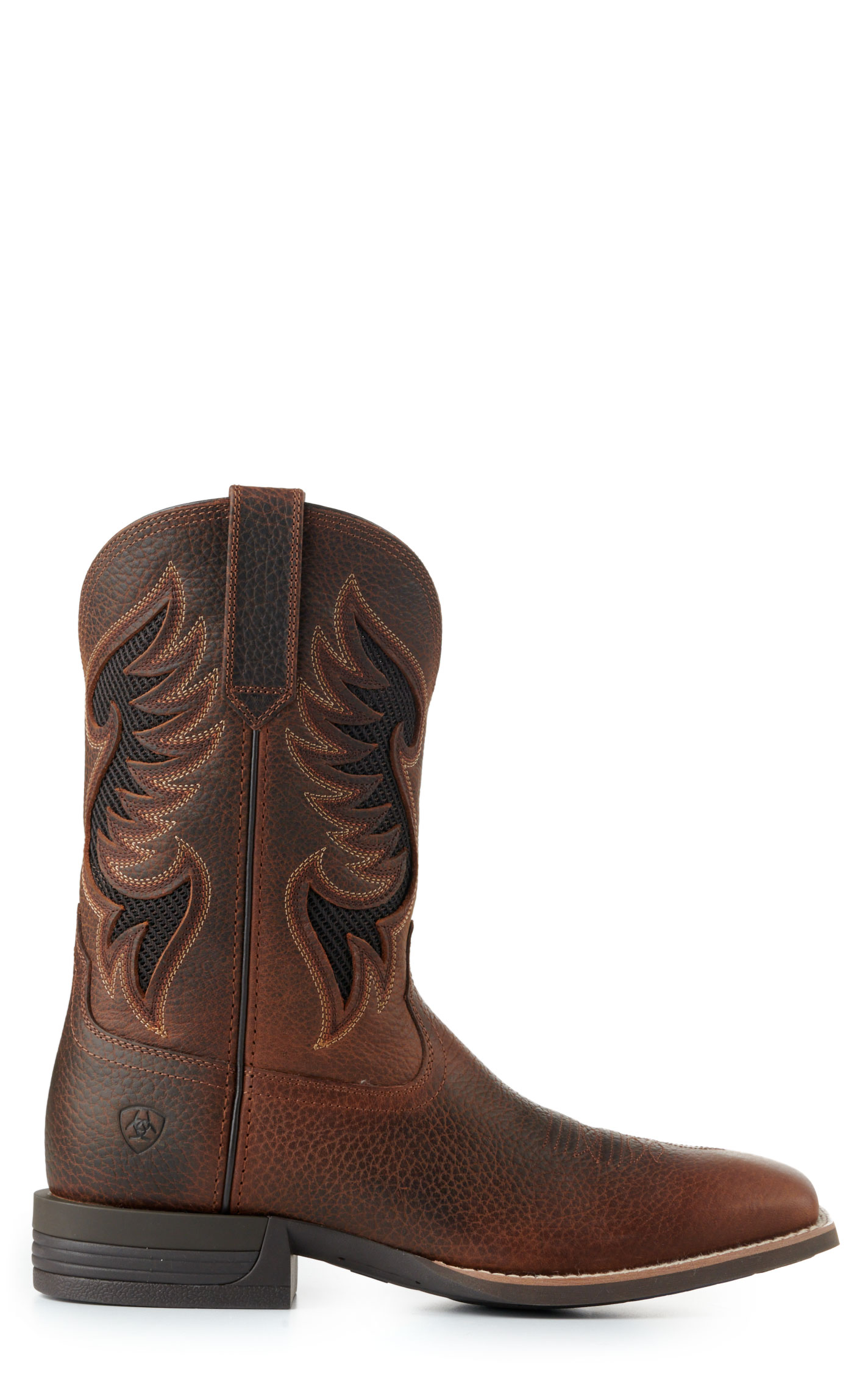Ariat Men's Cowpuncher VentTEK Brown Oiled Rowdy Shock Shield Wide Square Toe Cowboy Boots - Image 1