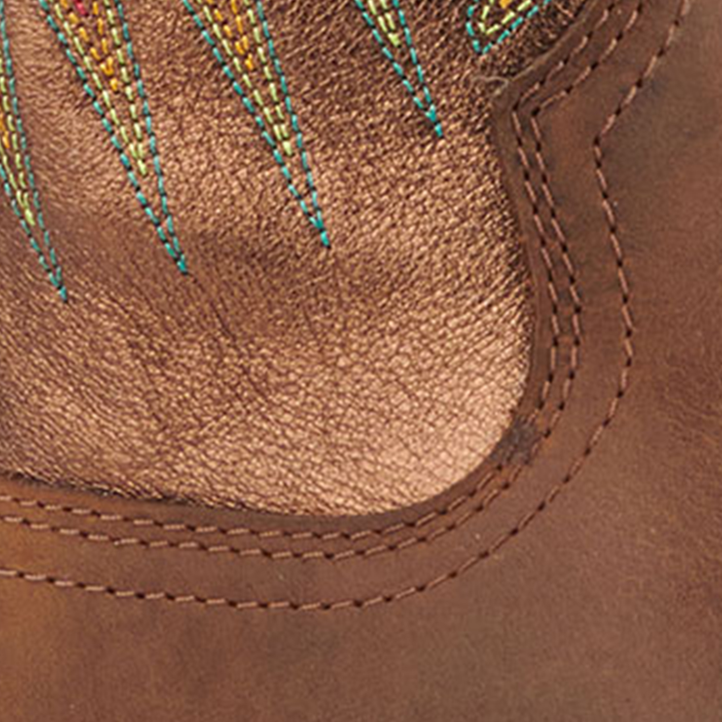Ariat Women's Ridgeback Distressed Tan and Metallic Bronze Wide Square Toe Cowboy Boots - Image 1