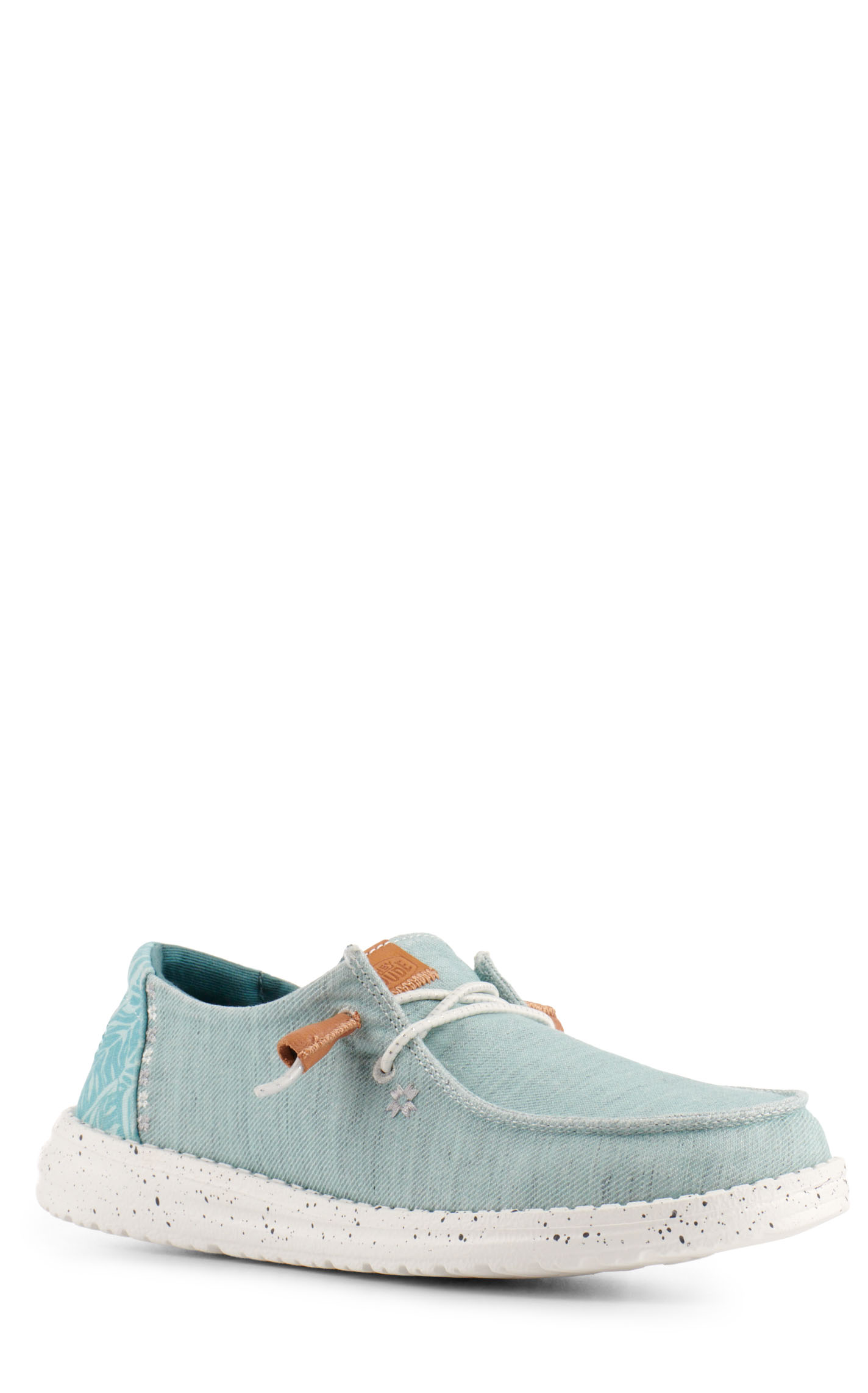Hey Dude Women’s Wendy Heathered Turquoise with Tropical Heel Moc Toe Lace Up Casual Shoes - Image 1