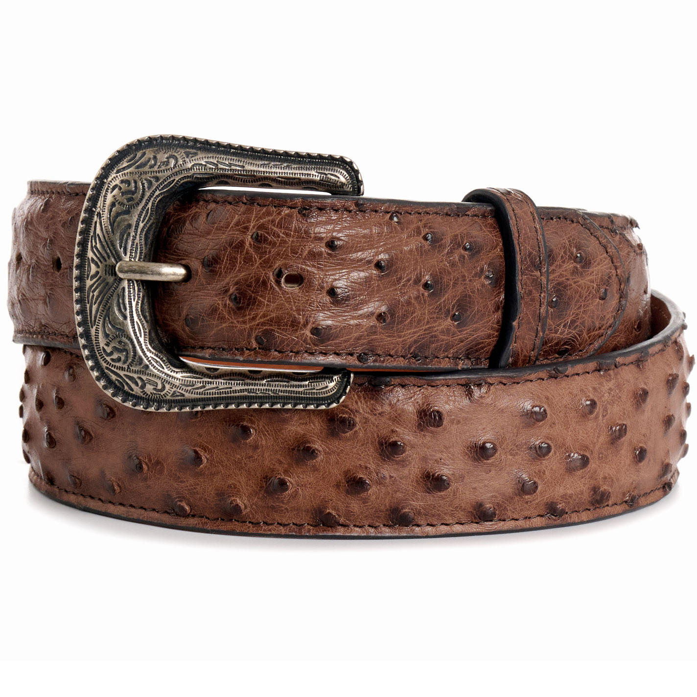 Cavender's Men's Toasted Pecan Full Quill Ostrich Exotic Western Belt - Image 1