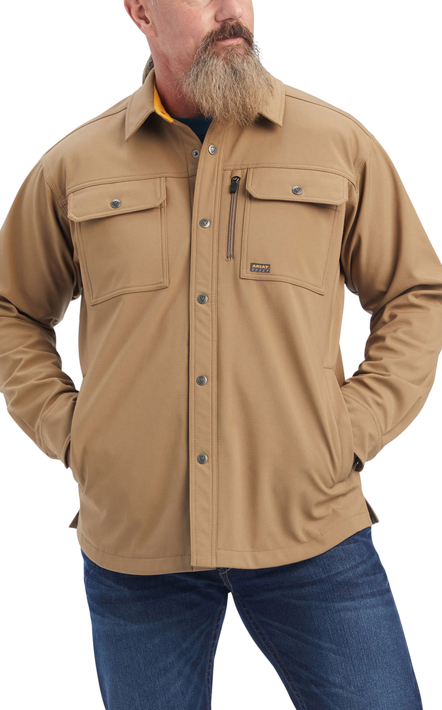 Ariat Men's Rebar Durastretch Utility Field Khaki Softshell Work Jacket - Image 1