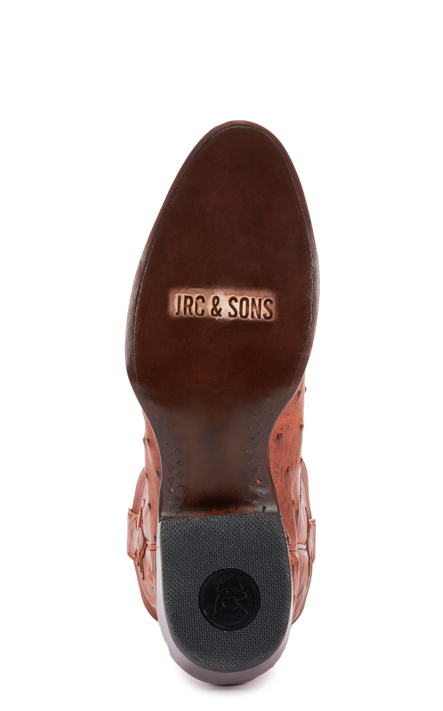 JRC & Sons Men's Jose Full Quill Ostrich Round Toe Exotic Cowboy Boot in Peanut Brittle - Image 1