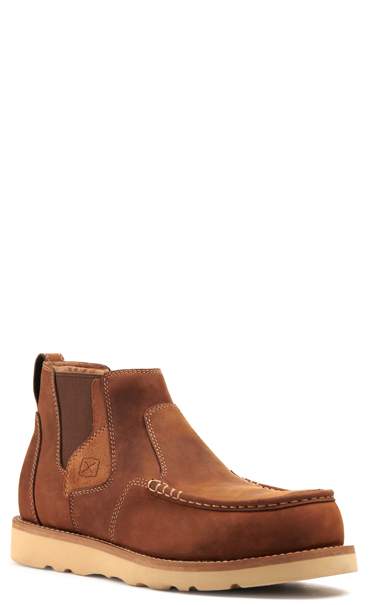 Twisted X Men's Oiled Saddle Brown Composite Toe Wedge Chelsea Work Boots - Image 1