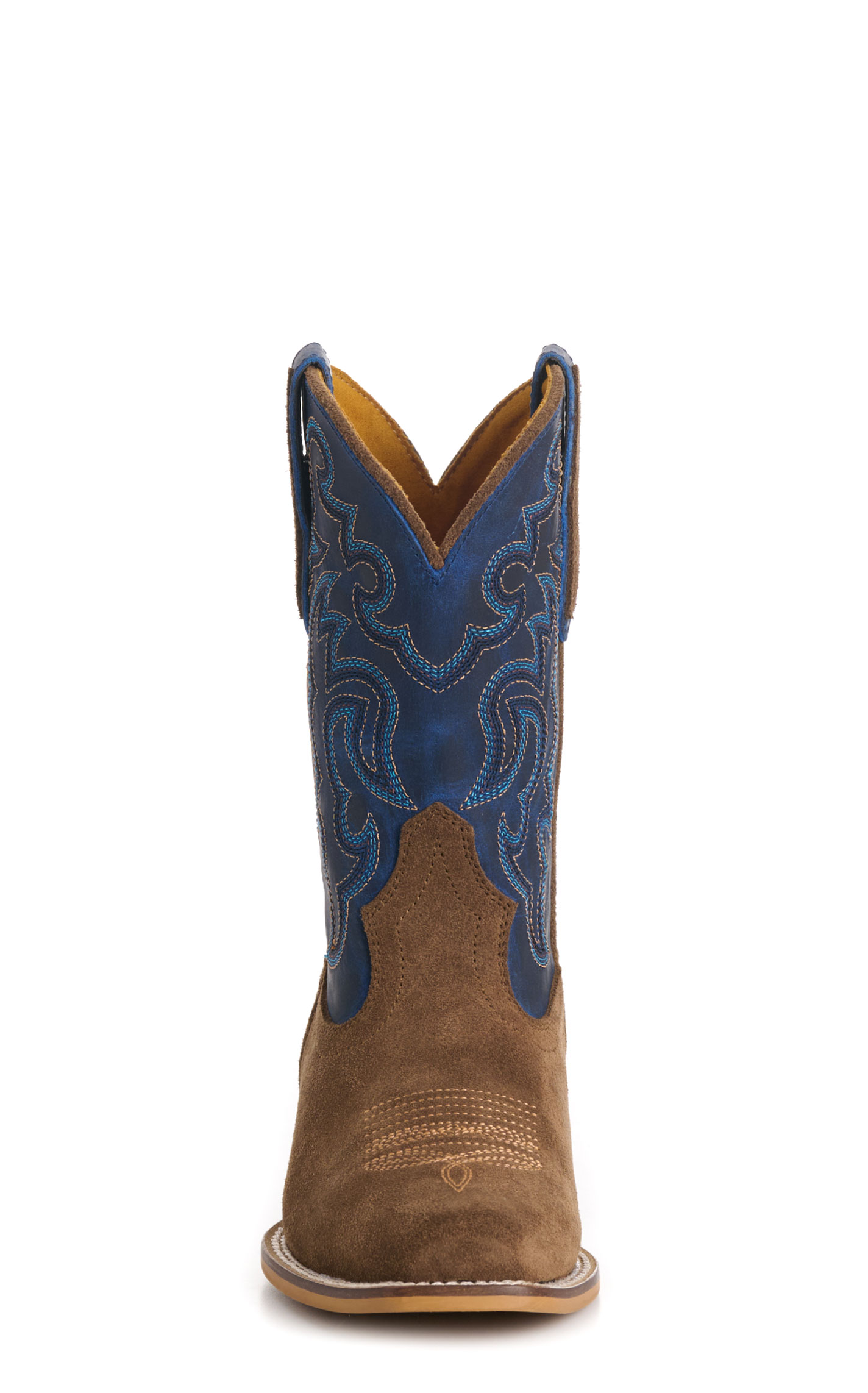 Cavender’s Youth's Blue and Brown Roughout Suede Punchy Toe Cowboy Boots - Image 1
