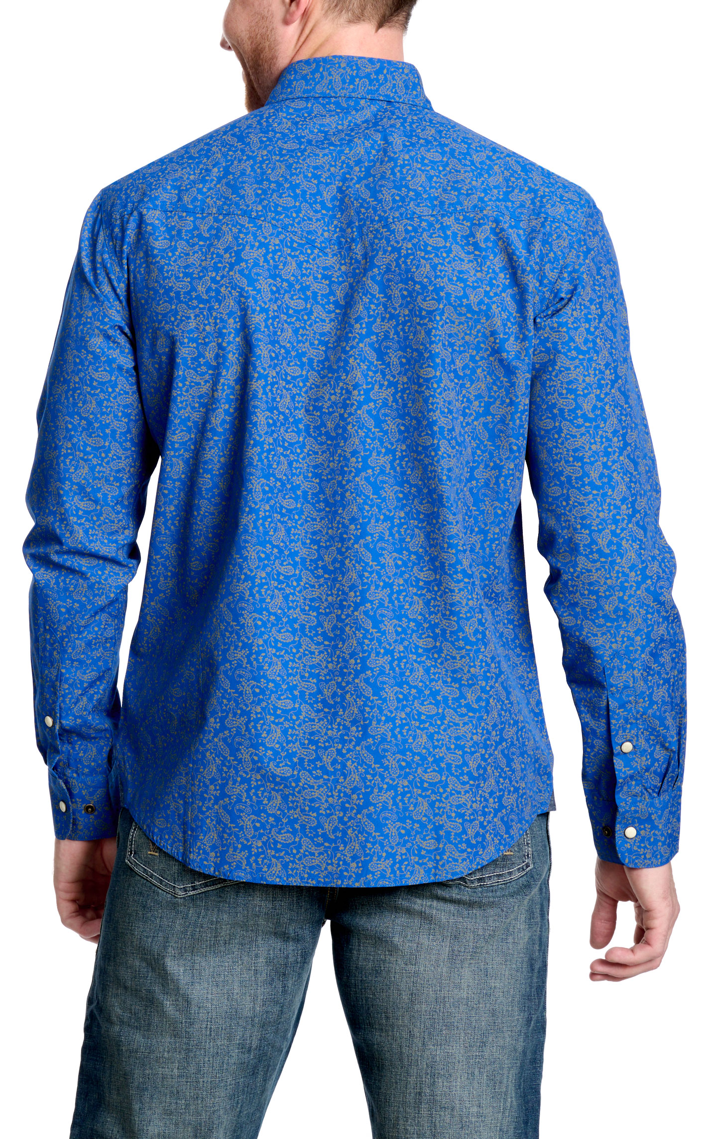 Rafter C Men's Red Dirt Collection Royal Blue Paisley Western Shirt - Image 1