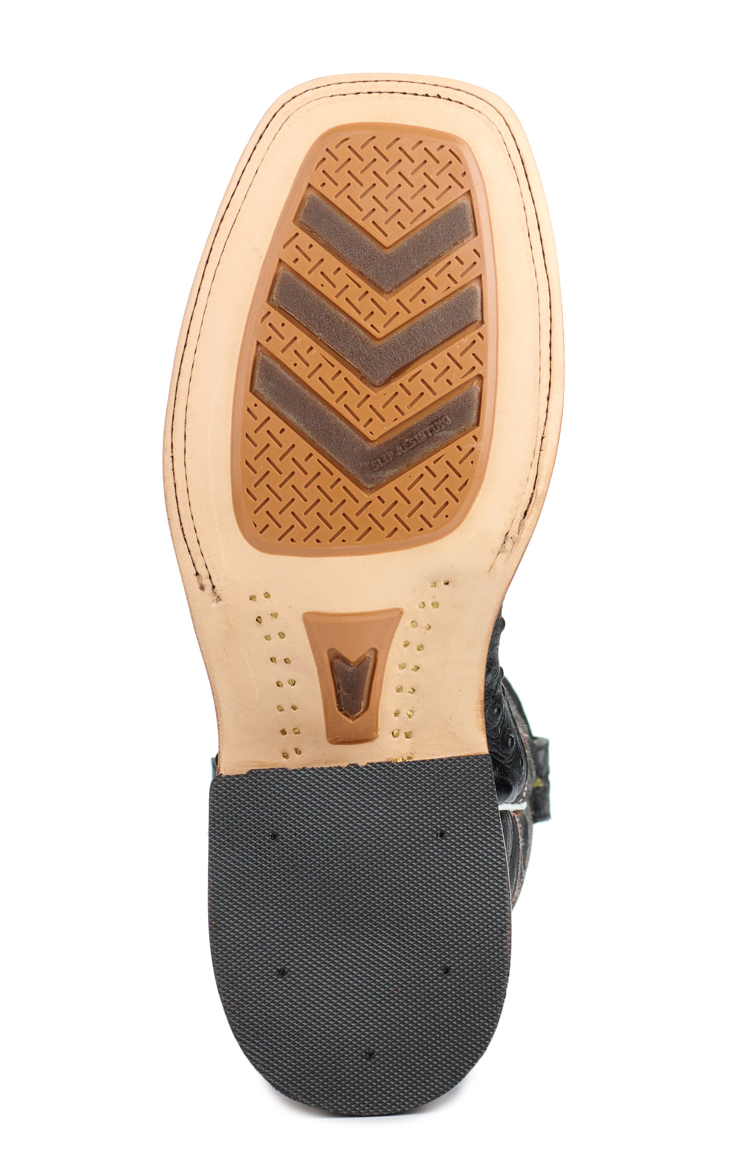 Cavender's Men's Endurance Black with Black Ostrich Print Foot Hybrid Wide Square Toe Cowboy Boots - Image 1