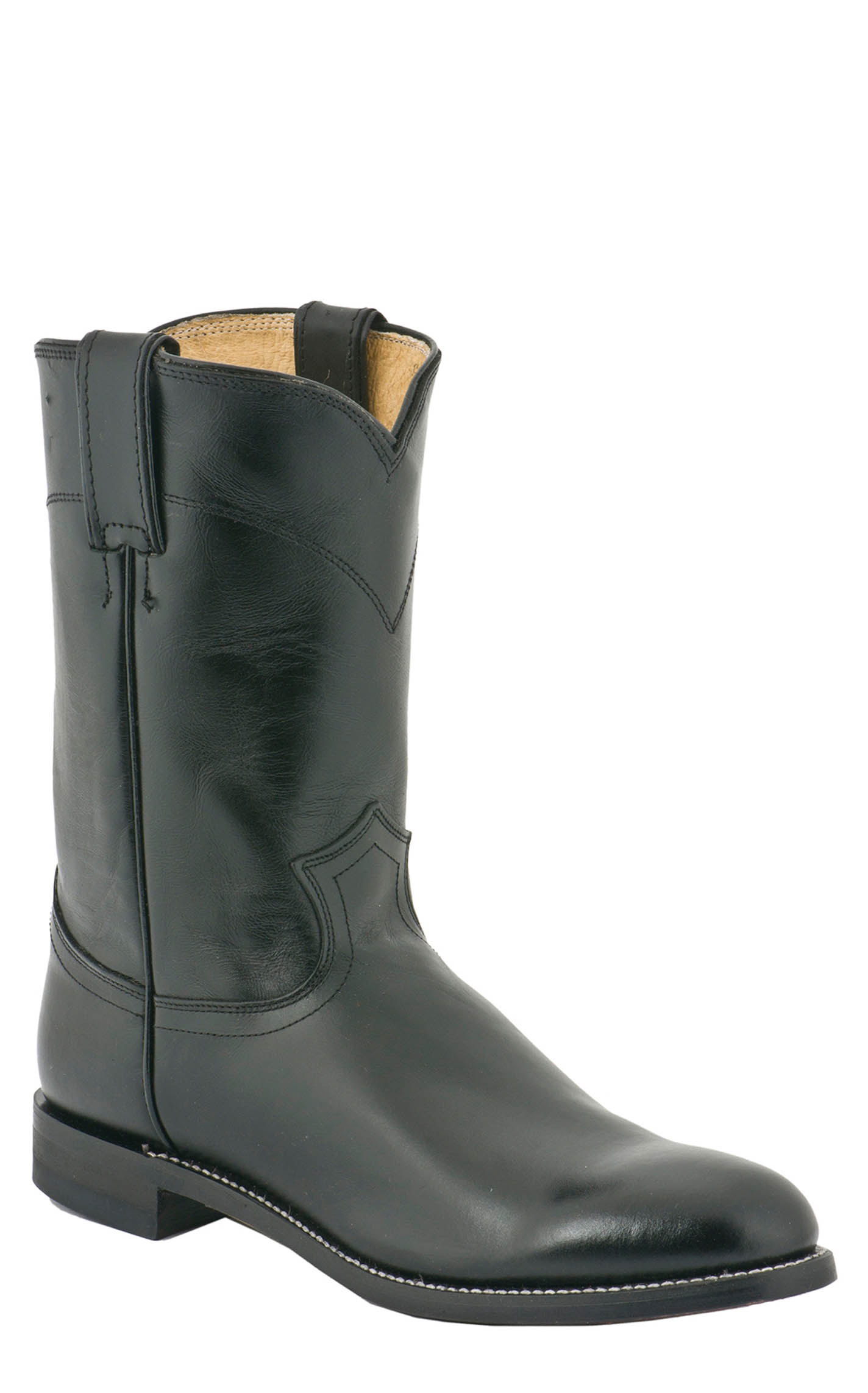 Justin Men's Black Kipskin Classic Leather Roper Boots - Image 1