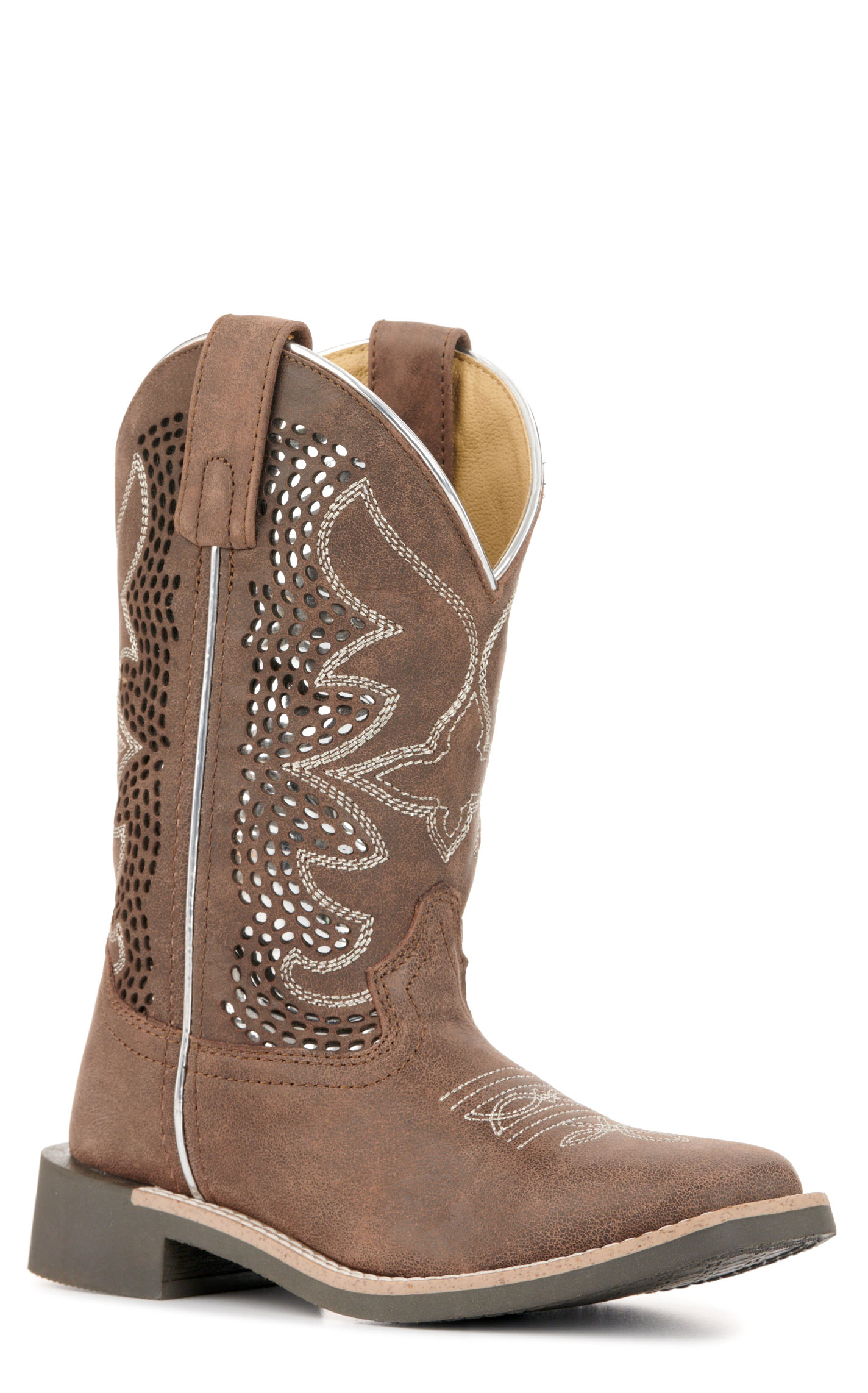 Smoky Mountain Kids Willow Chocolate with Silver Inlay Wide Square Toe Cowboy Boots - Image 1