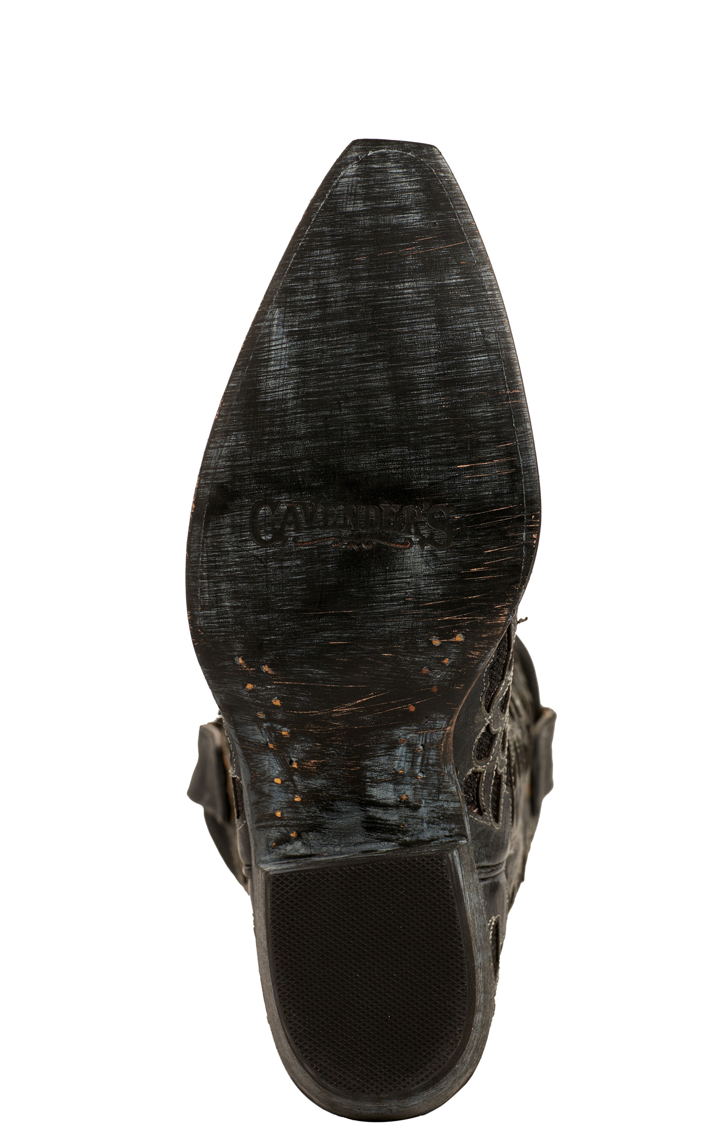 Cavender’s Women’s Leather Black with Black Cross Sparkle Inlay Snip Toe Cowboy Boots  - Image 1