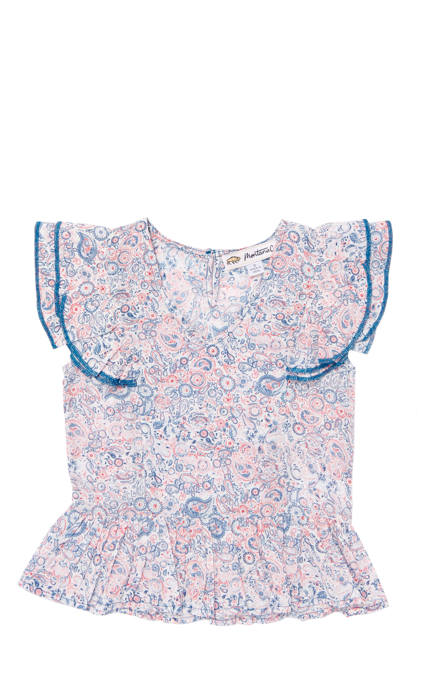 Montana Clothing Girl's White Paisley Print Top - Image 1