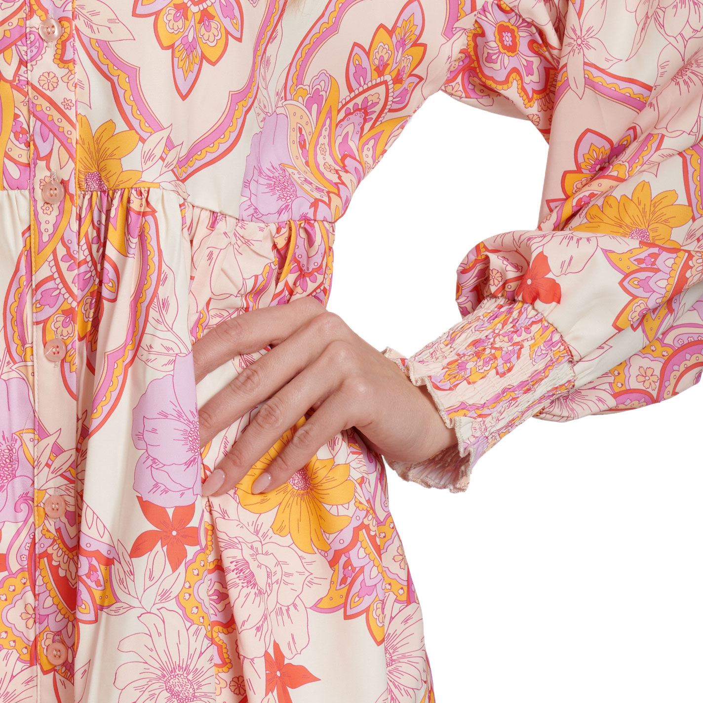 TCEC Women's Latte & Lavender Retro Print Dress - Image 1
