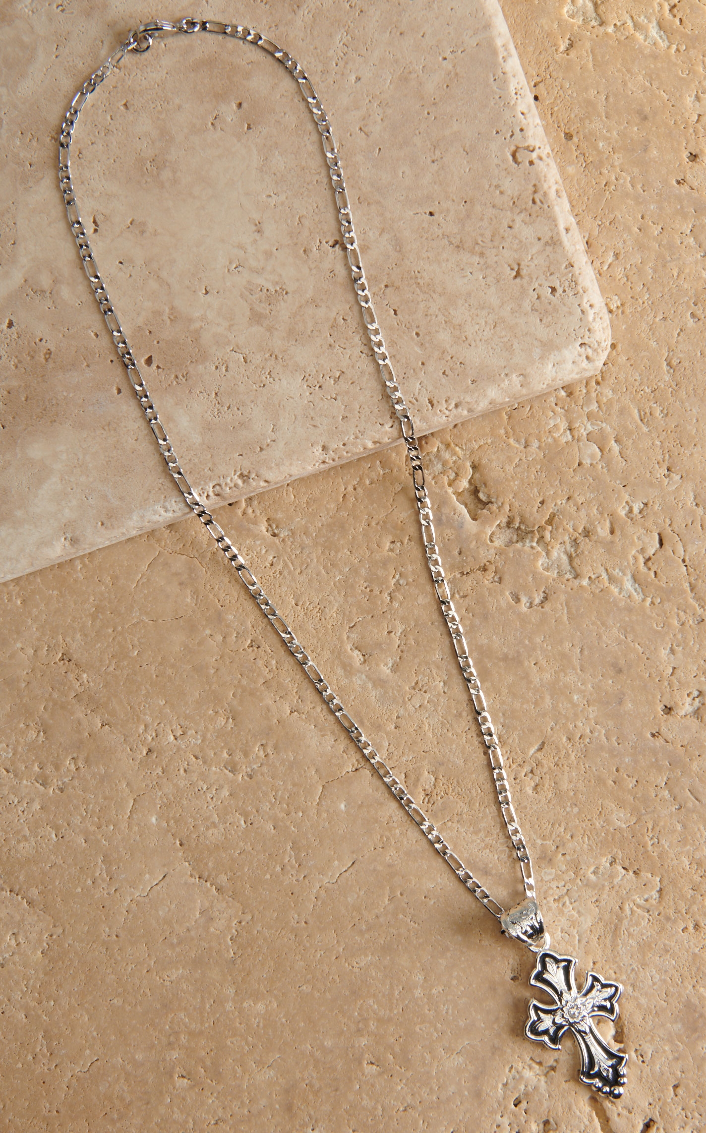 Montana Silversmiths Silver and Black with Clear Crystal Cross Necklace - Image 1