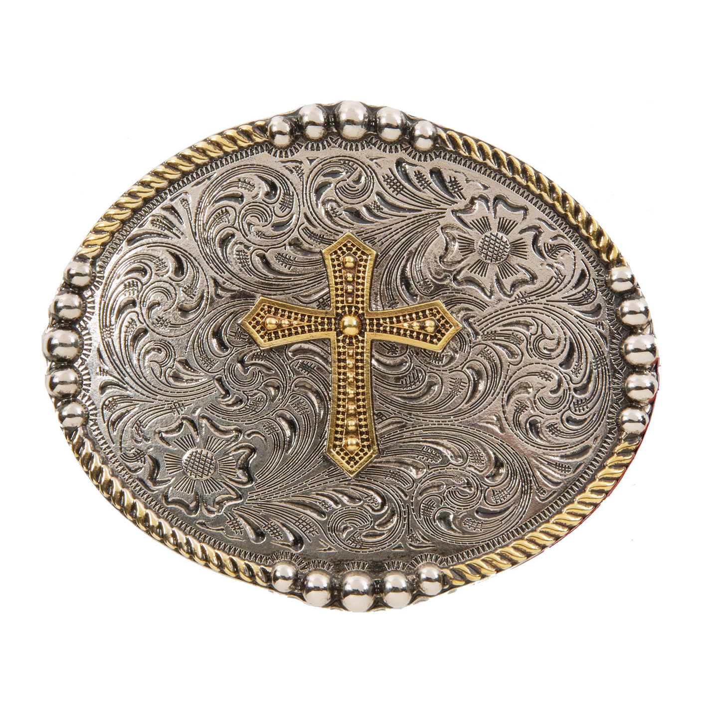 Andwest Silver Bead & Rope Edge Cross Belt Buckle - Image 1