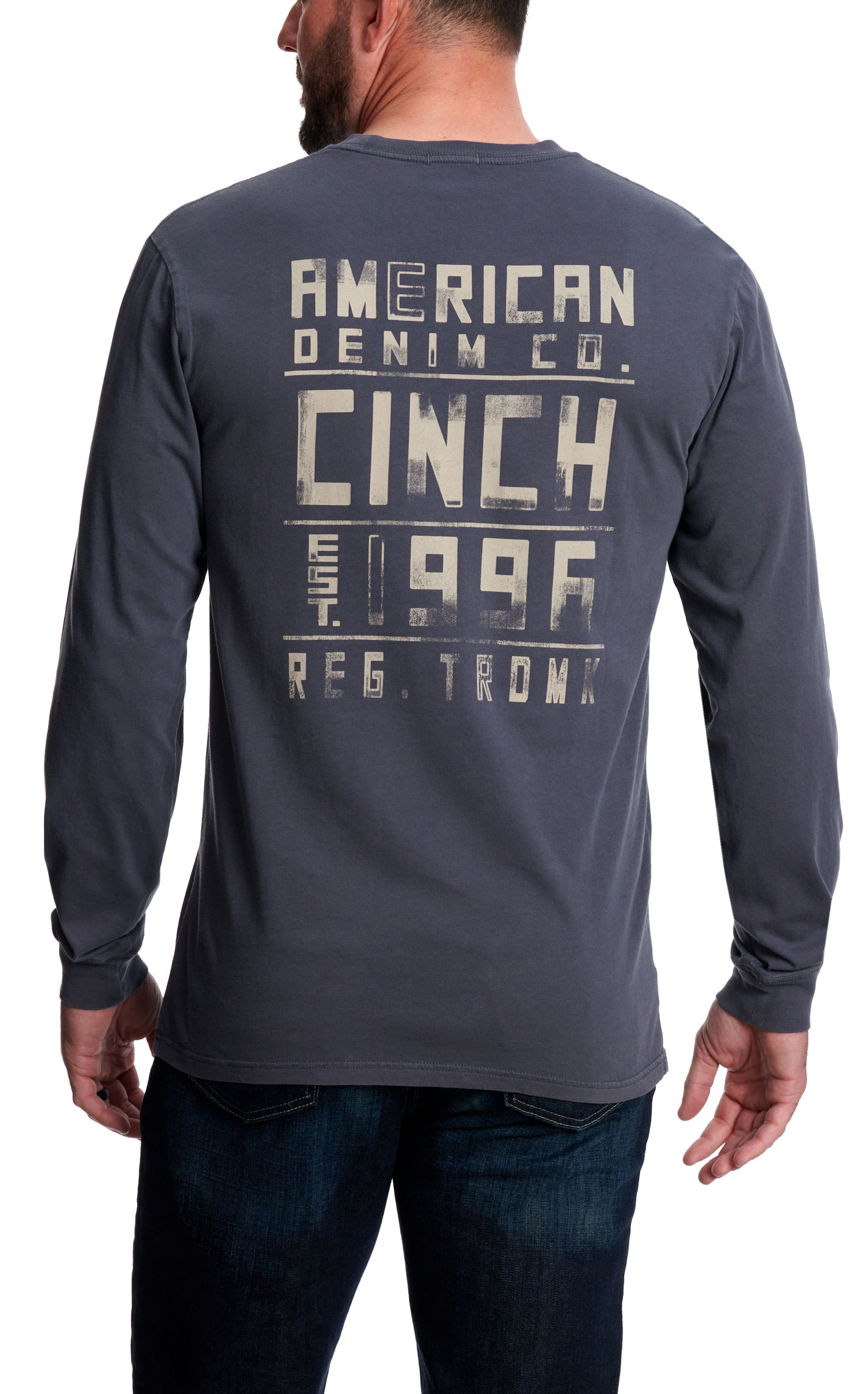 Cinch Men's Dark Blue-Gray Logo Graphic T-Shirt - Image 1