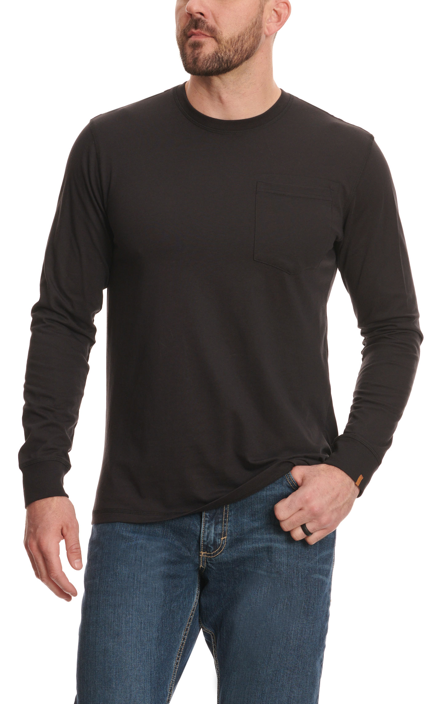 RIGGS by Wrangler Men's Black Long Sleeve Work Performance T-Shirt - Big & Tall Sizes - Image 1