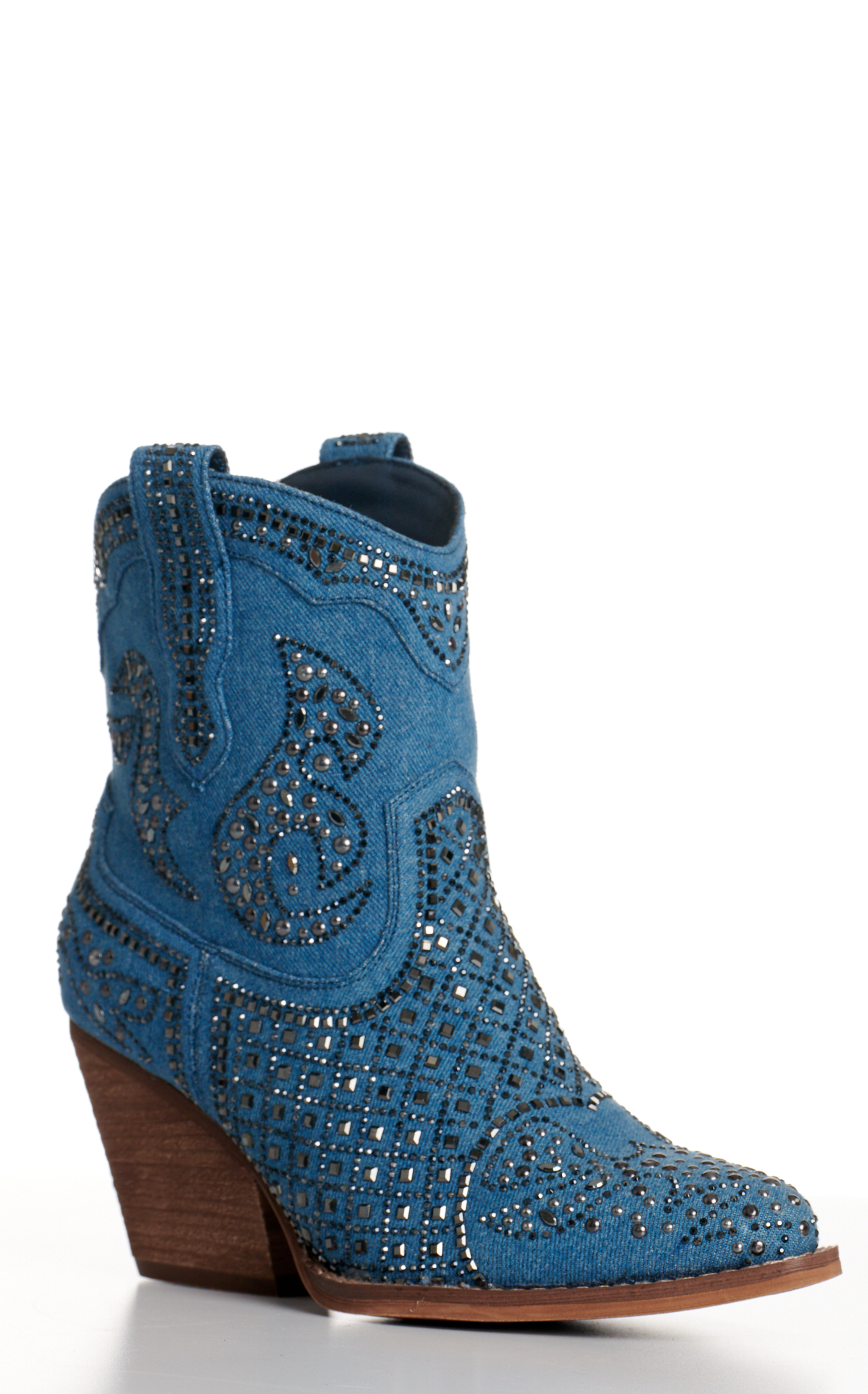 Very G Women's Show Off Denim with Western Studs Snip Toe Booties - Image 1